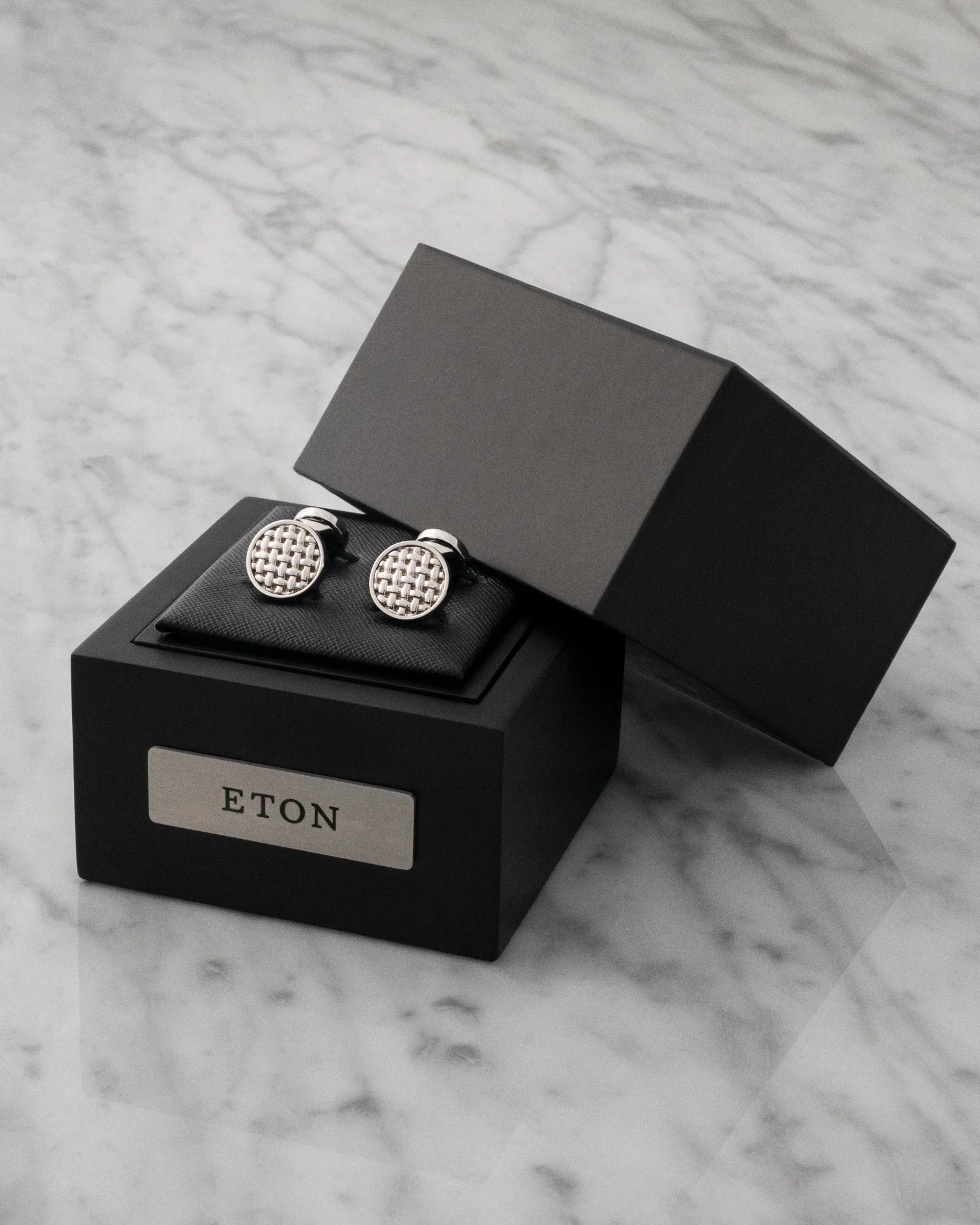 Eton - Woven Structure Silver Cufflinks