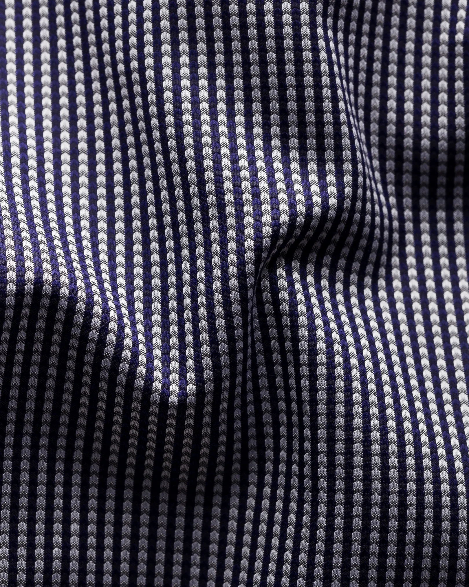 Eton - navy herringbone pique shirt
