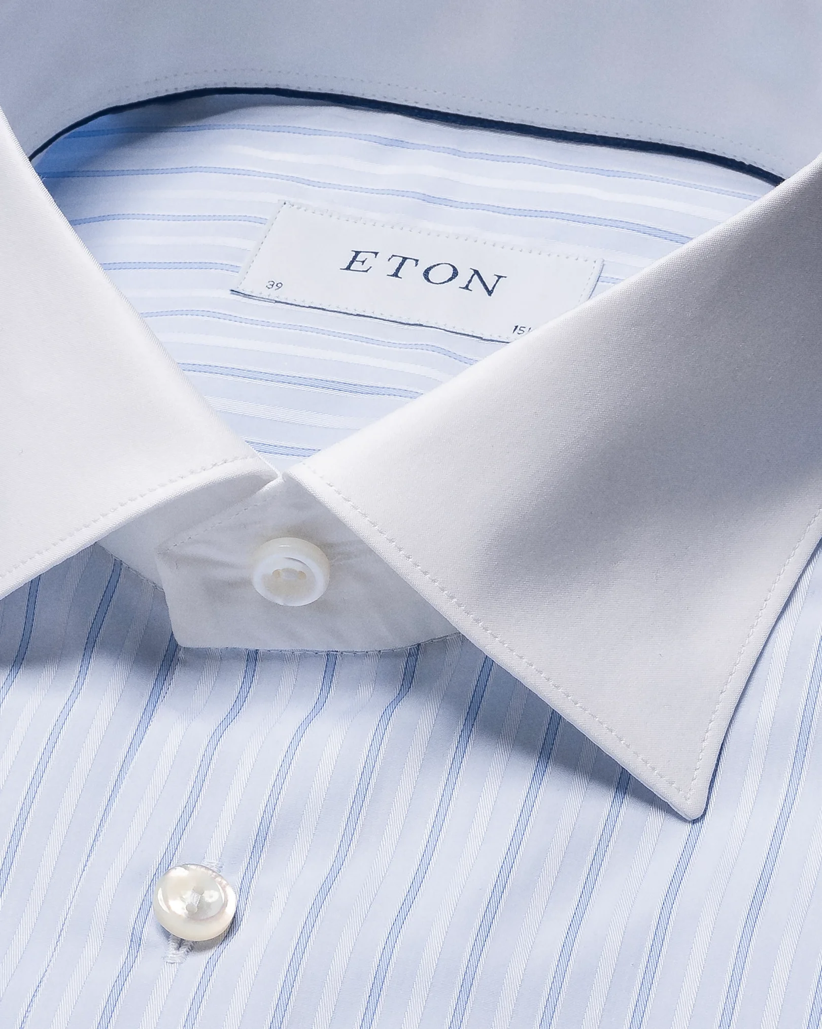 Eton - light blue pique cut away collar single cuff slim fit