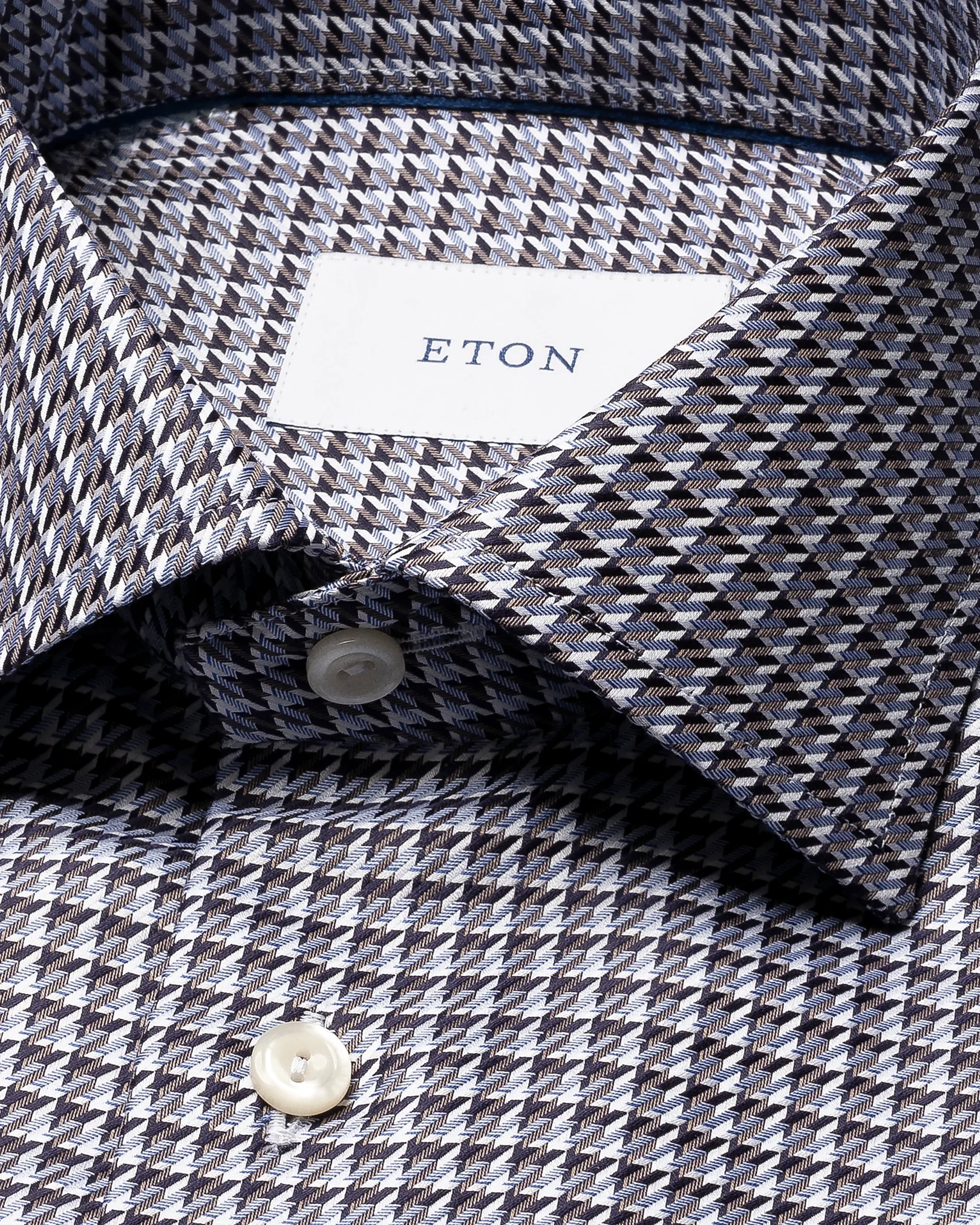Eton - dark blue check king twill shirt