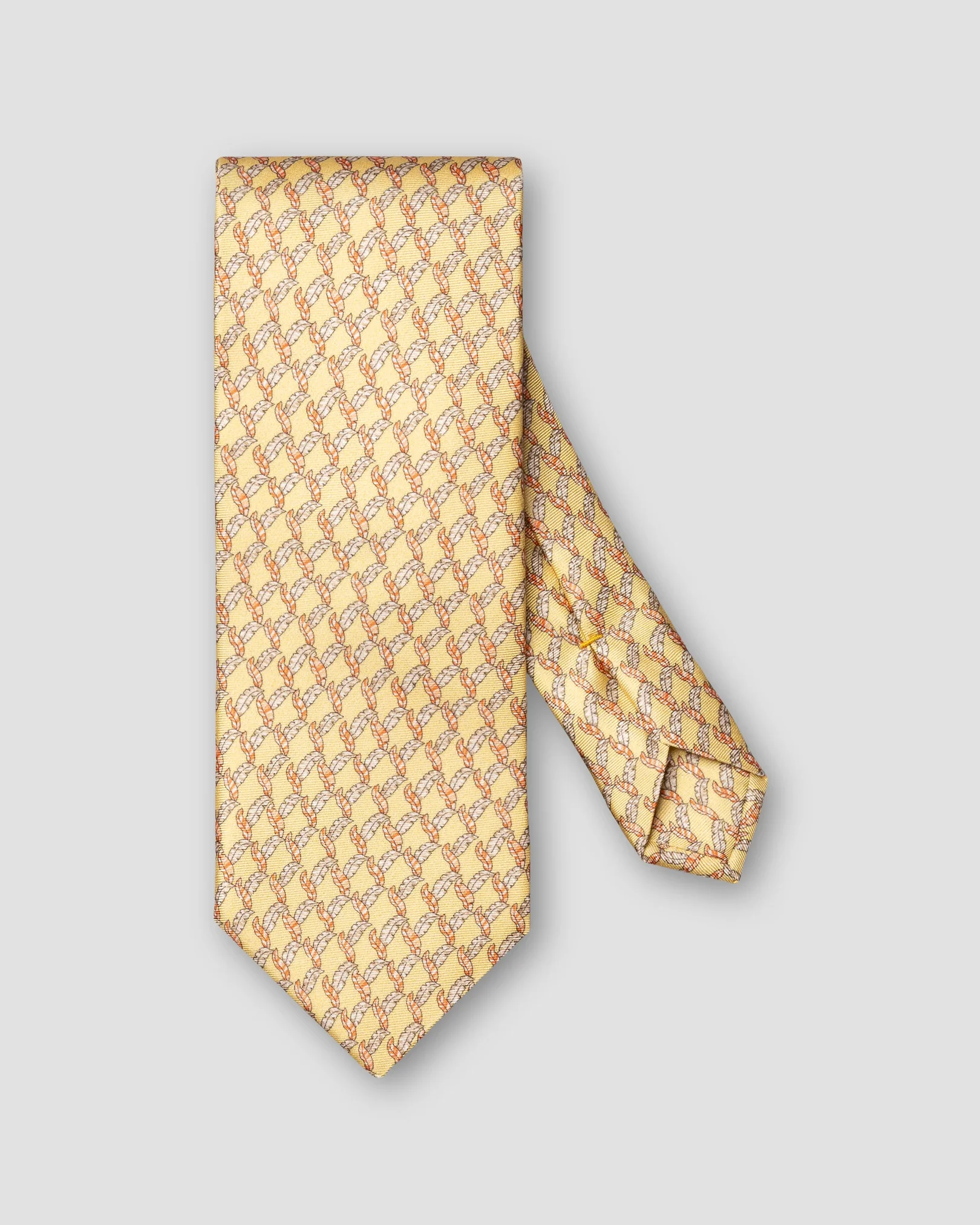 Eton - yellow leaf print silk tie
