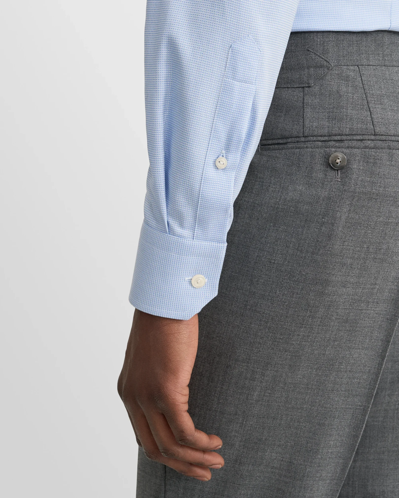 Eton - light blue semi solid dobby shirt 263