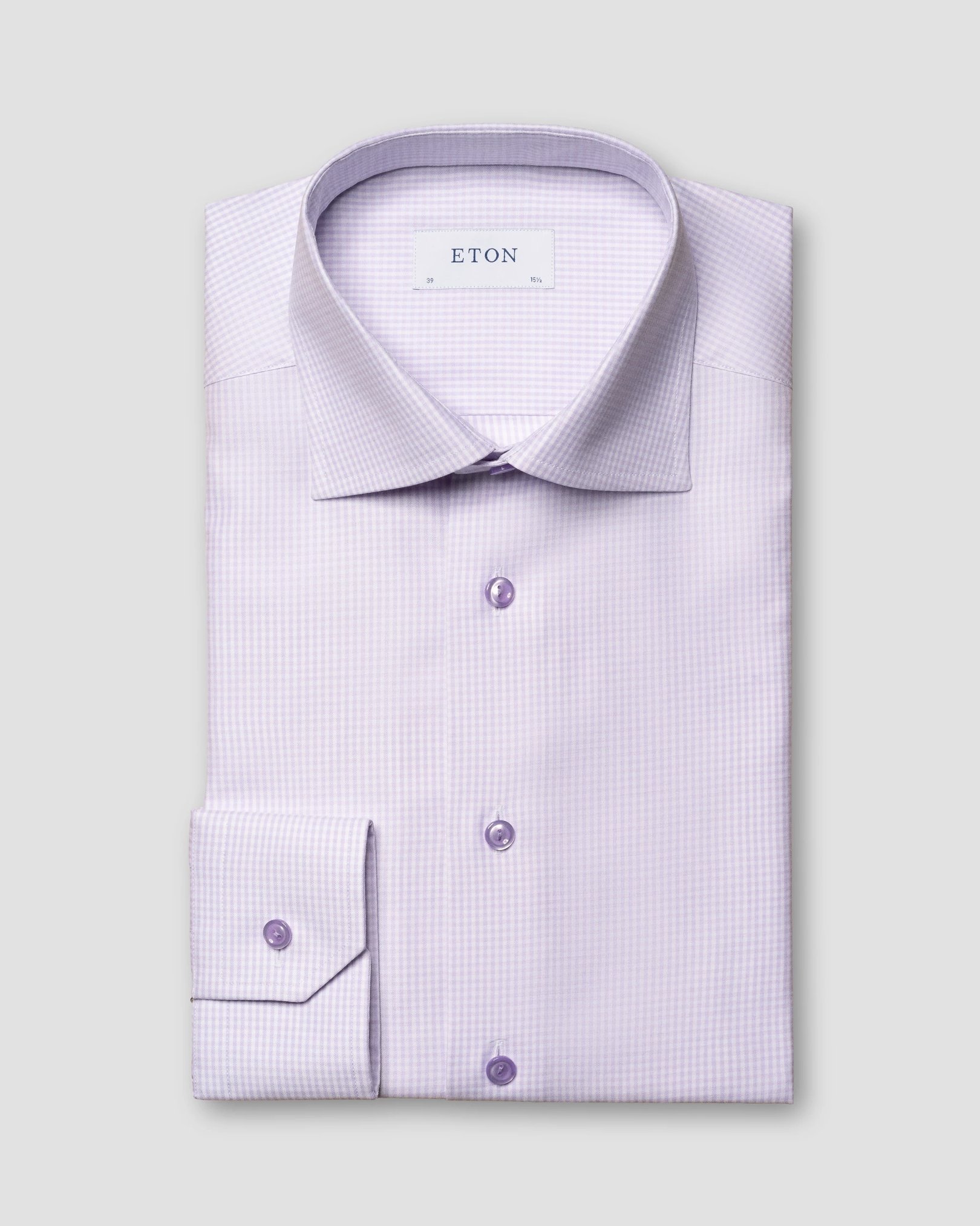 Eton - Light Purple Checked Cotton & TENCEL™ Lyocell Stretch Shirt