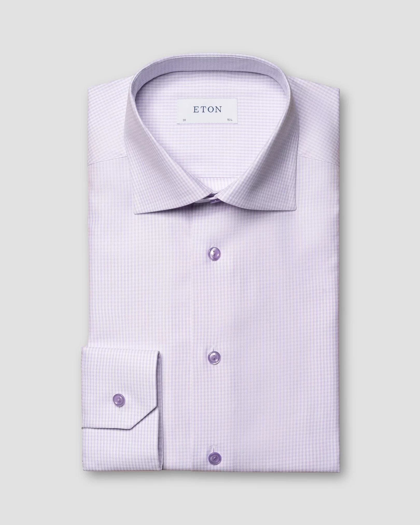 Light Purple Checked Cotton & TENCEL™ Lyocell Stretch Shirt