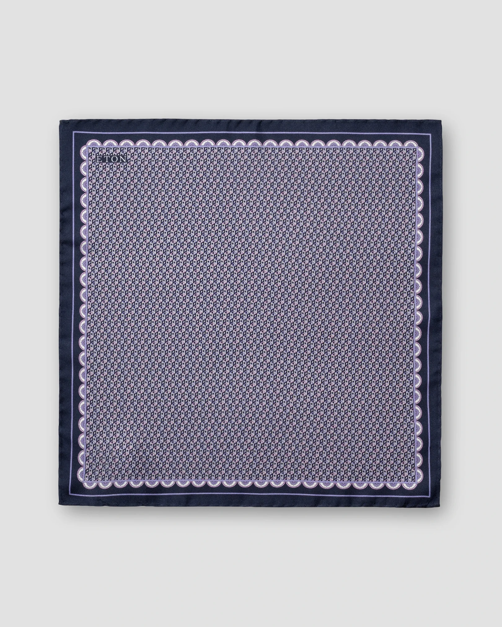 Eton - mid purple geometrical silk twill pocket square