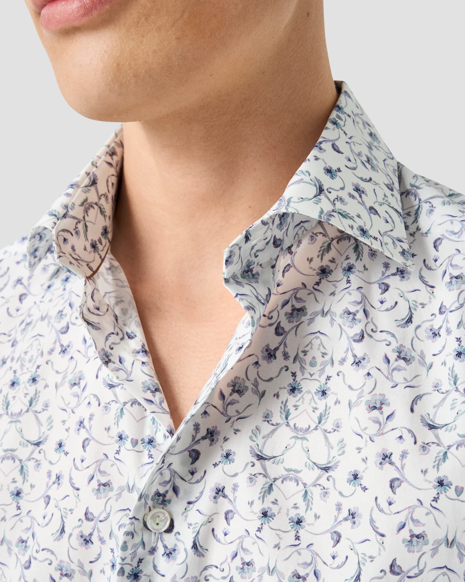 Eton - floral fine twill shirt cut away single slim