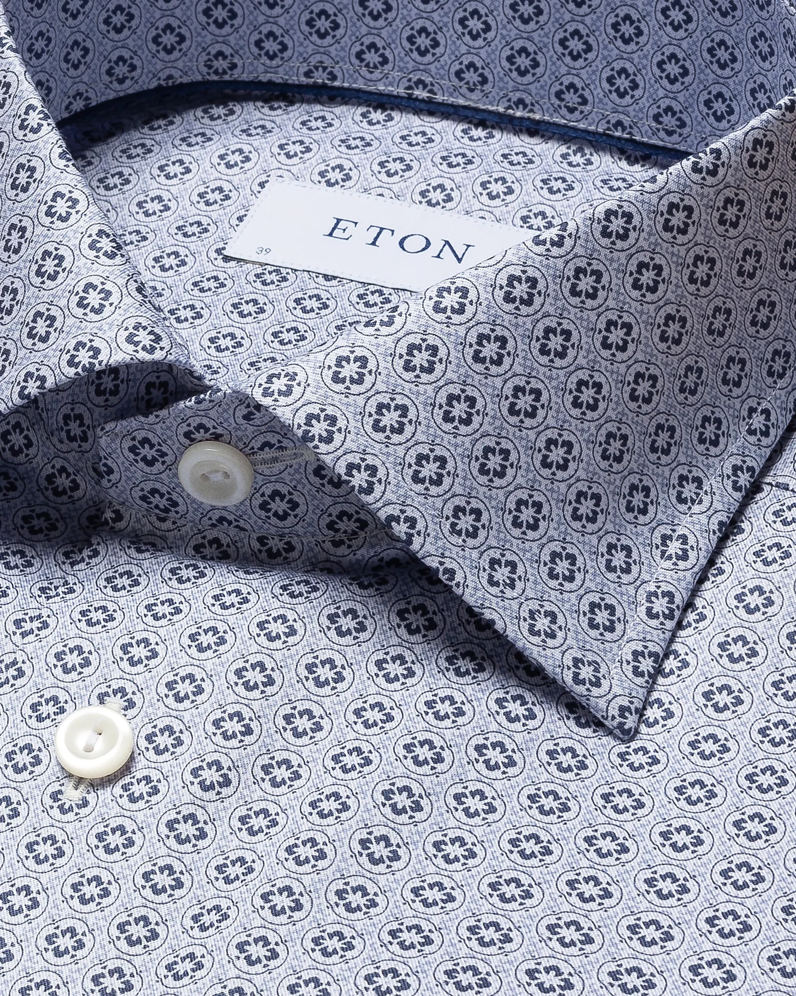 Blue Geometric Print Signature Twill Shirt - Eton