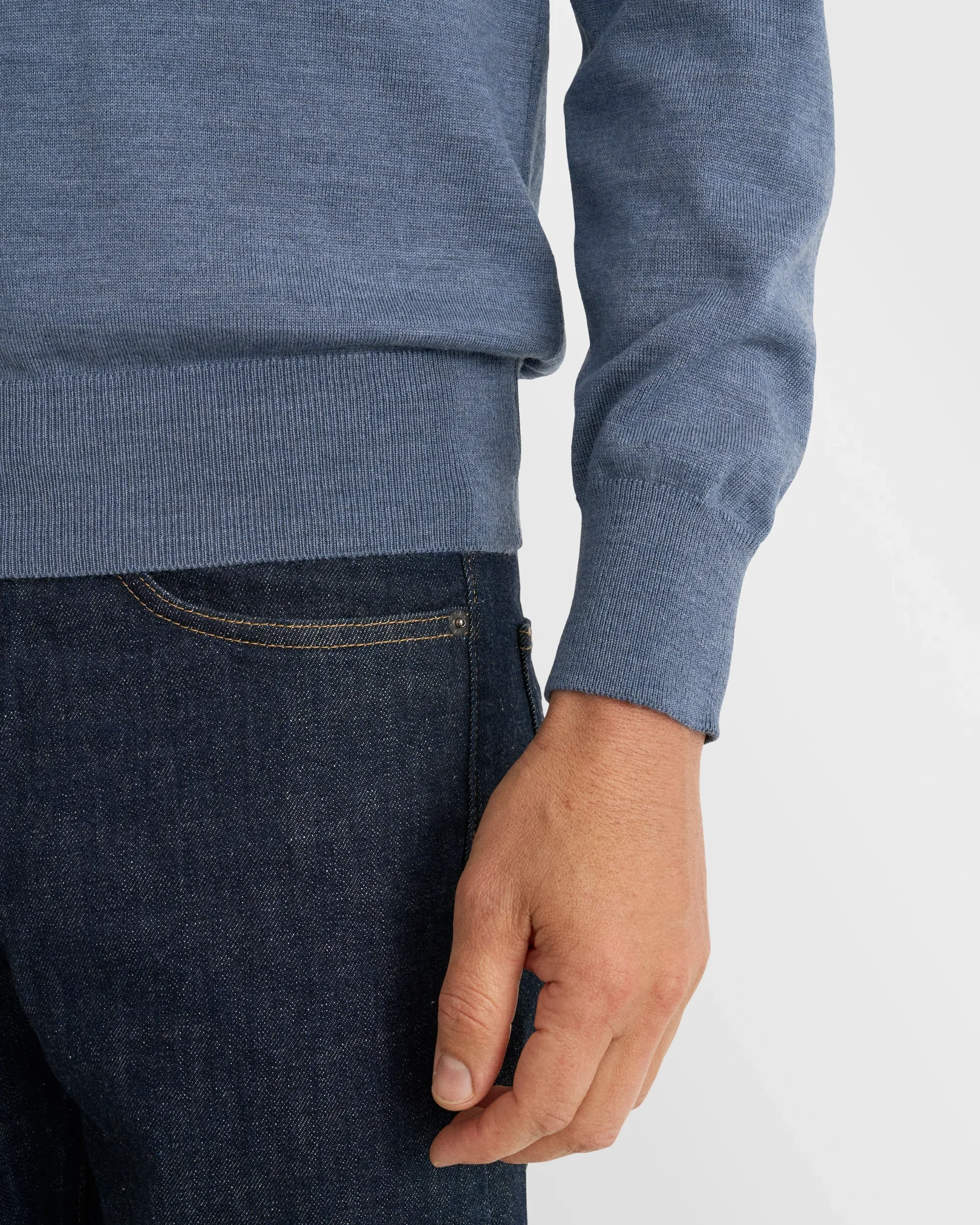 Eton - light blue merino knit crewneck