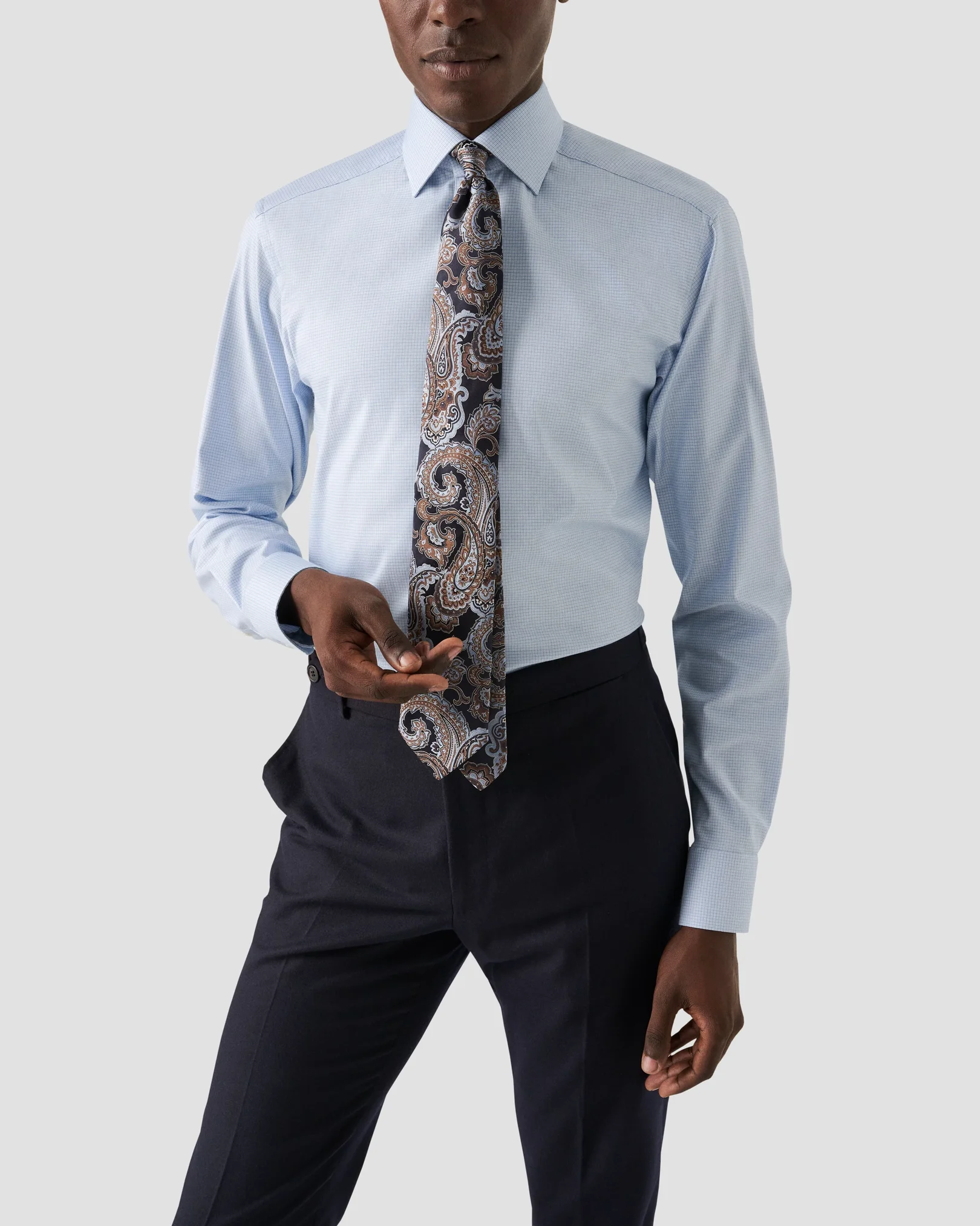 Eton - Micro Check Cotton Tencel™ Lyocell Shirt