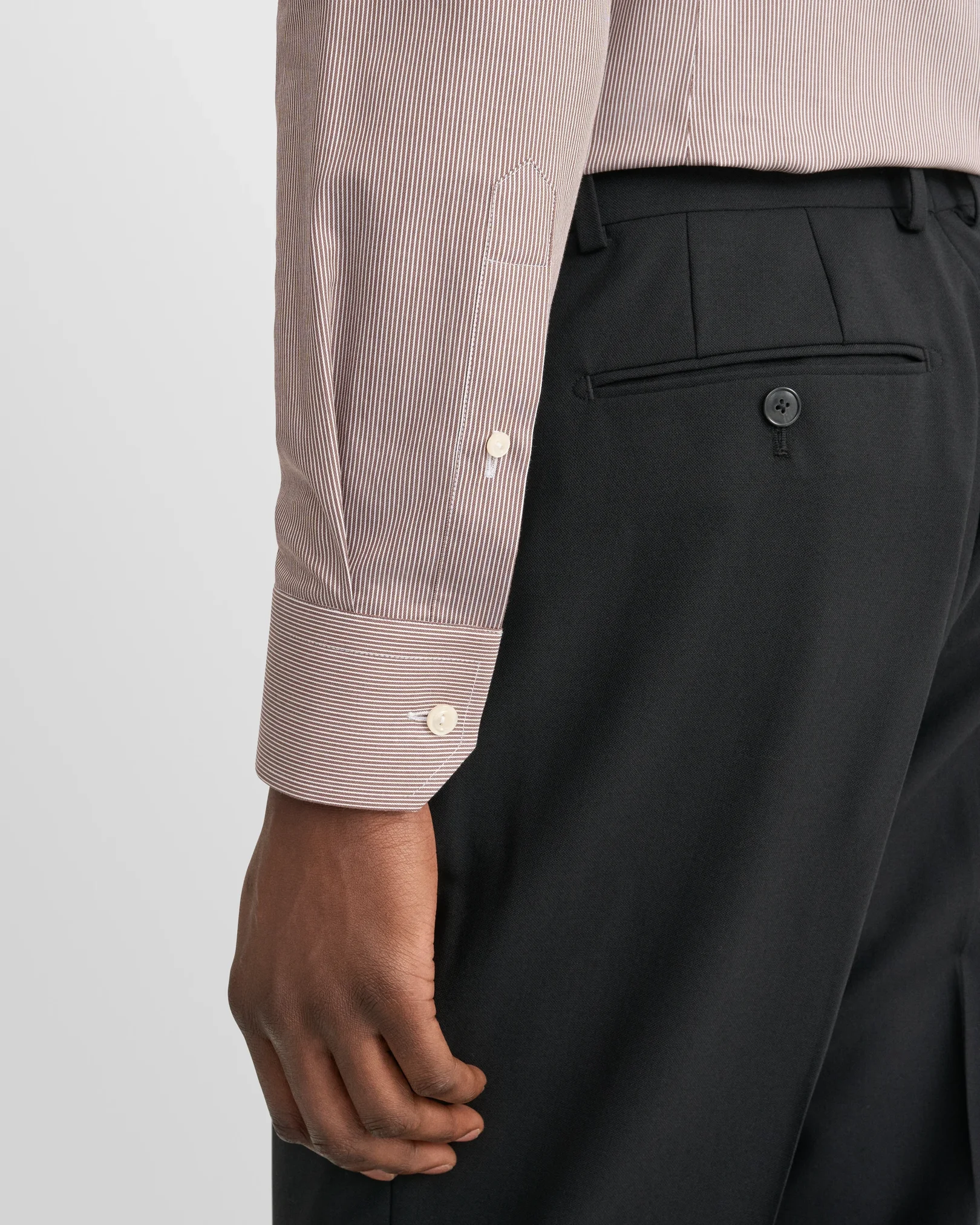 Eton - dark red striped fine twill shirt