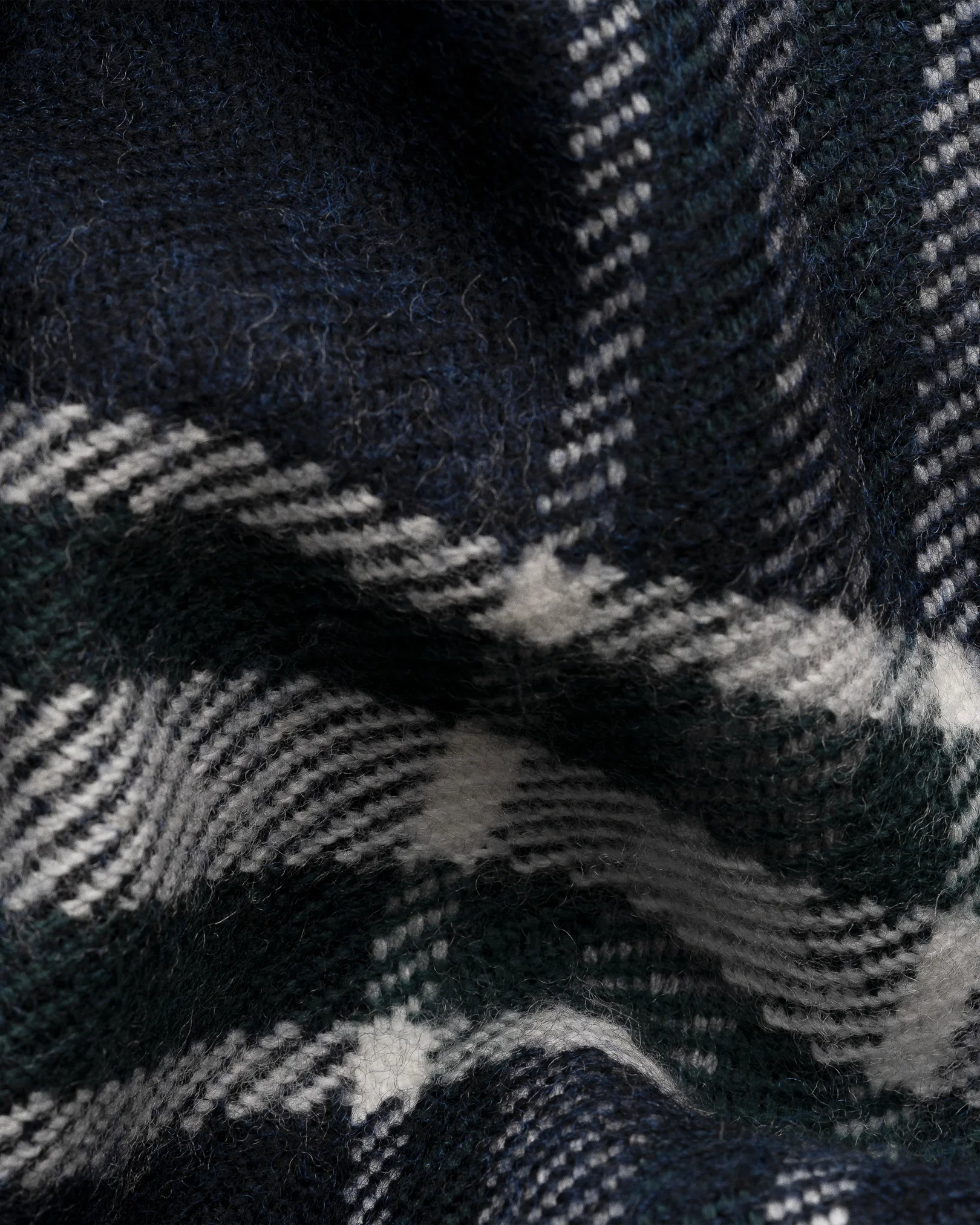 Eton - plaid merino wool scarf navy