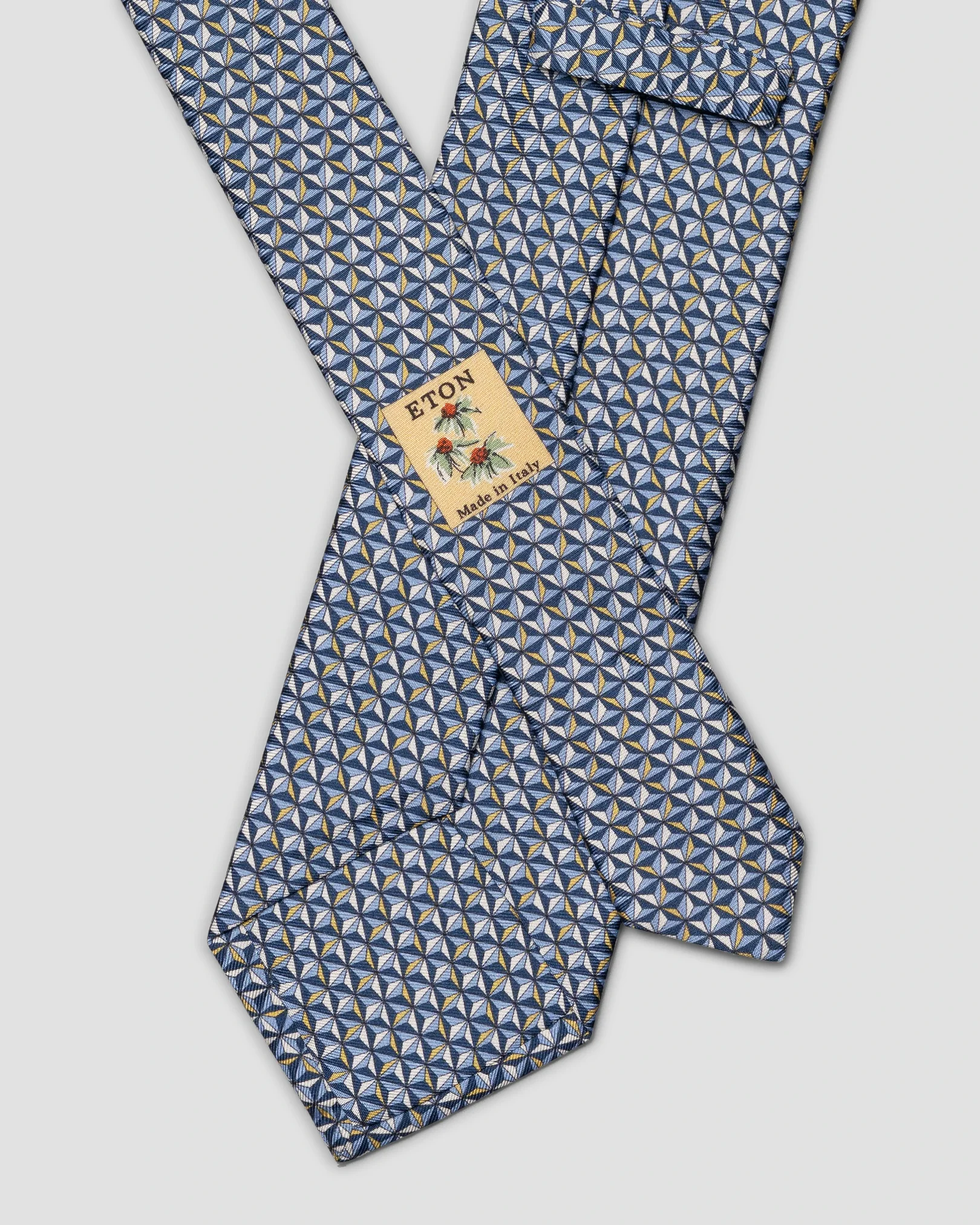 Eton - blue geometric silk twill printed tie