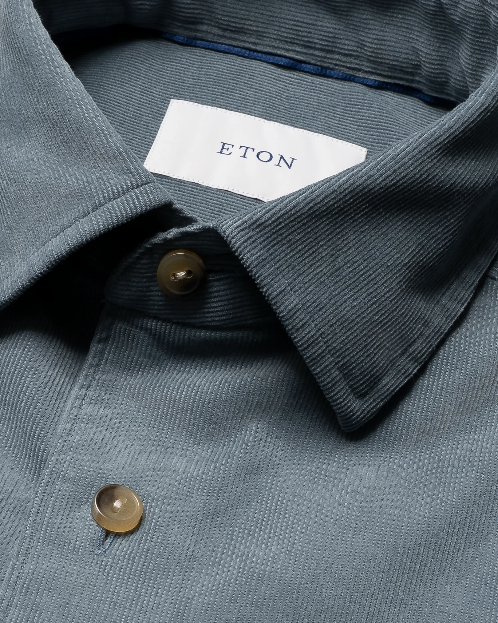 Eton - mid blue solid corduroy shirt
