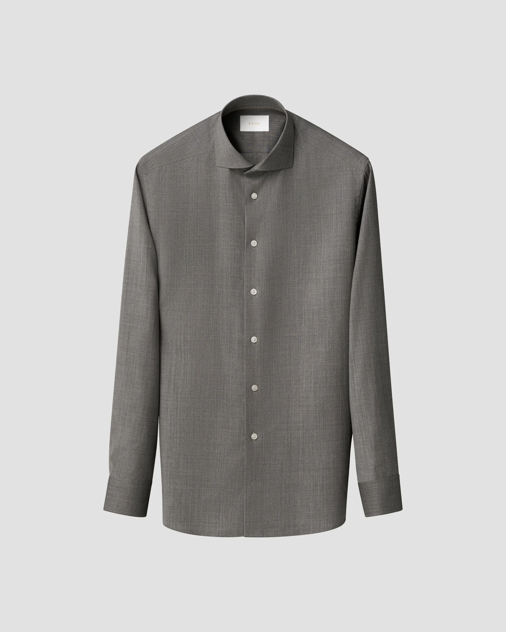 Eton - solid merino shirt wide spread rounded single