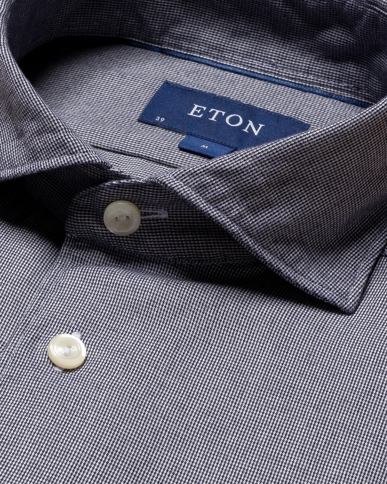 Eton - navy blue cotton tencel tm flannel shirt