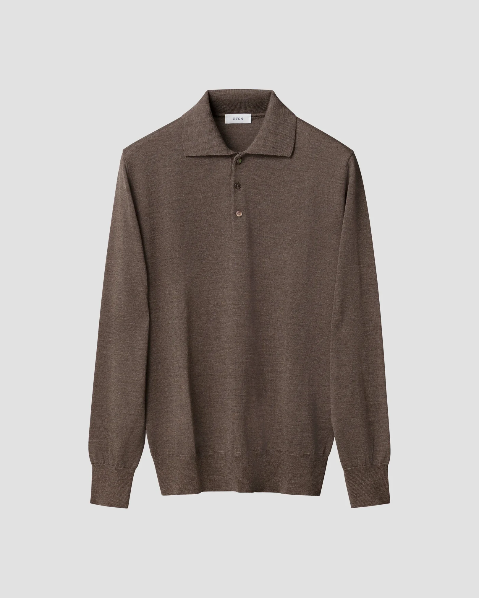 Eton - dark brown merino fine knit polo shirt