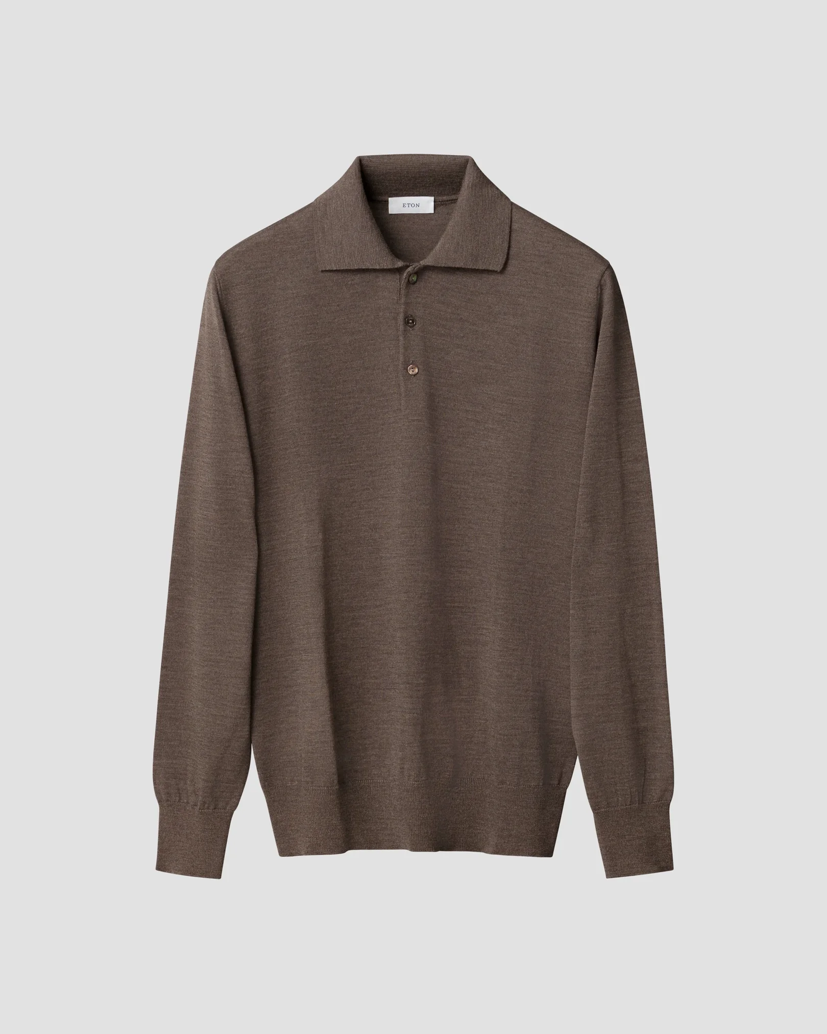 Eton - dark brown merino fine knit polo shirt