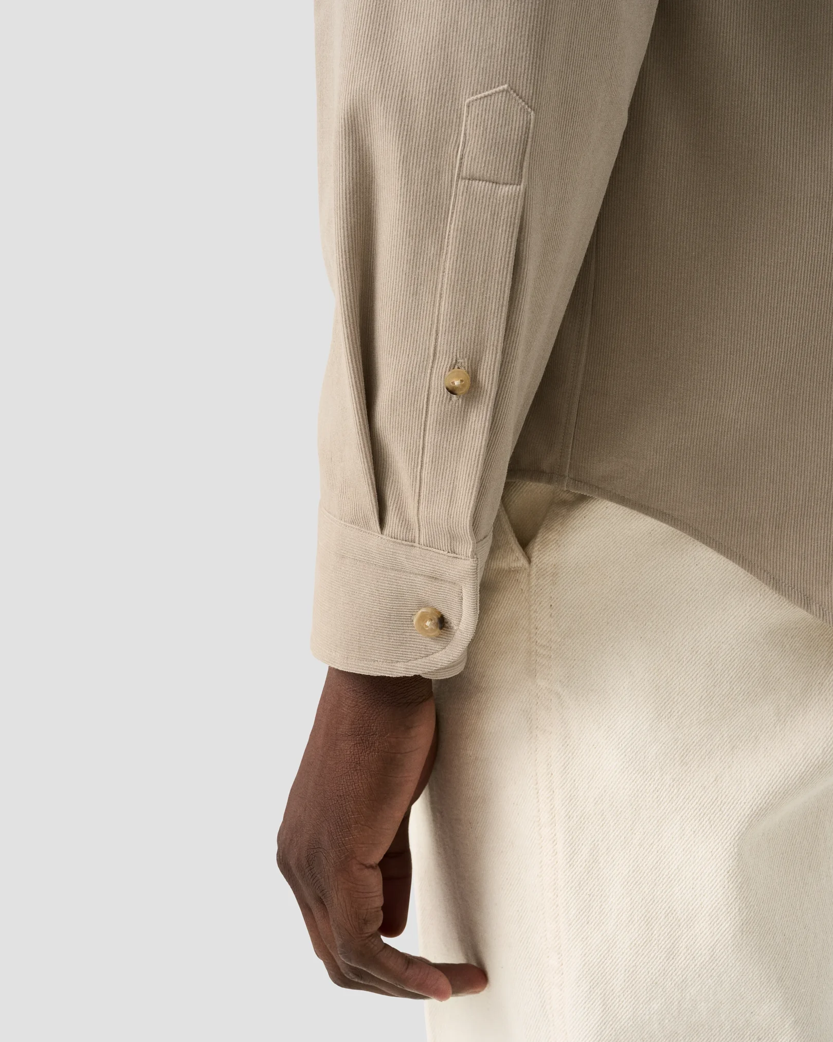 Eton - beige solid corduroy shirt