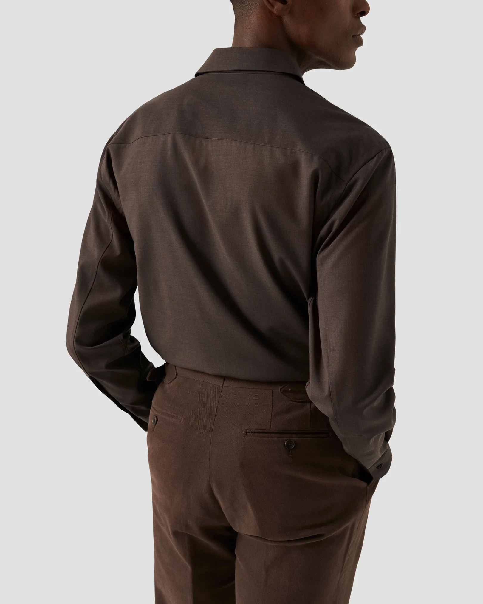 Eton - dark brown merino overshirt