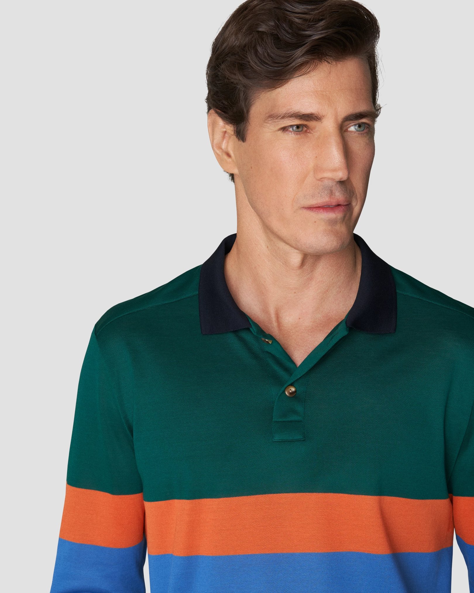 Eton - mid green knit pique knitted jersey