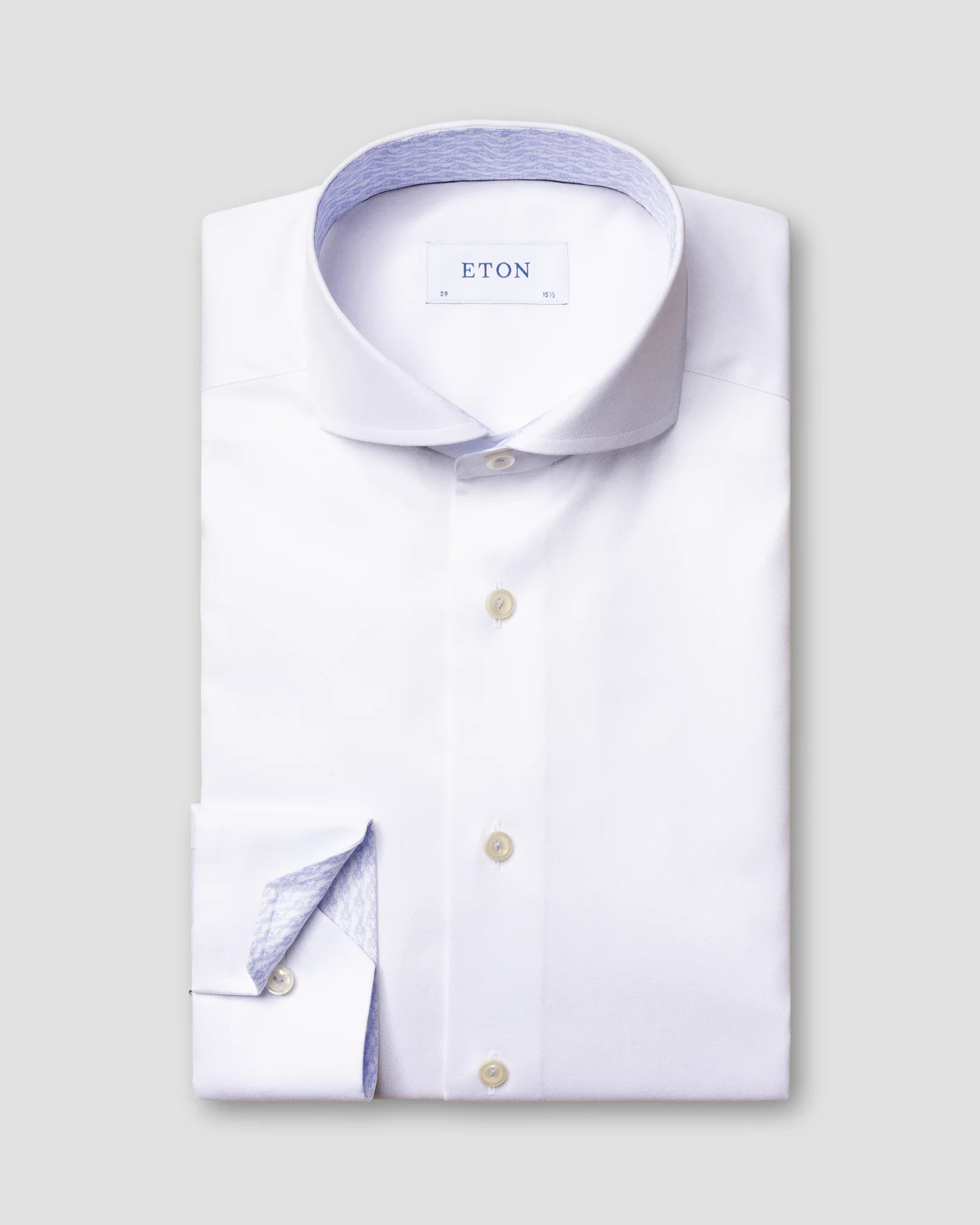 Eton - white signature twill shirt printed details extreme cut away