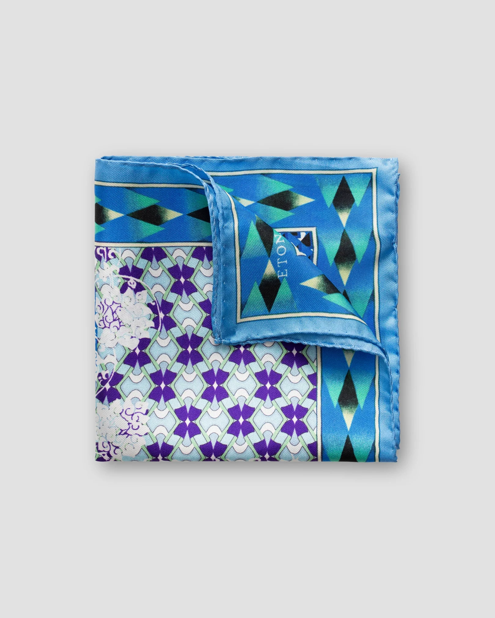Eton - blue patchwork pocket square