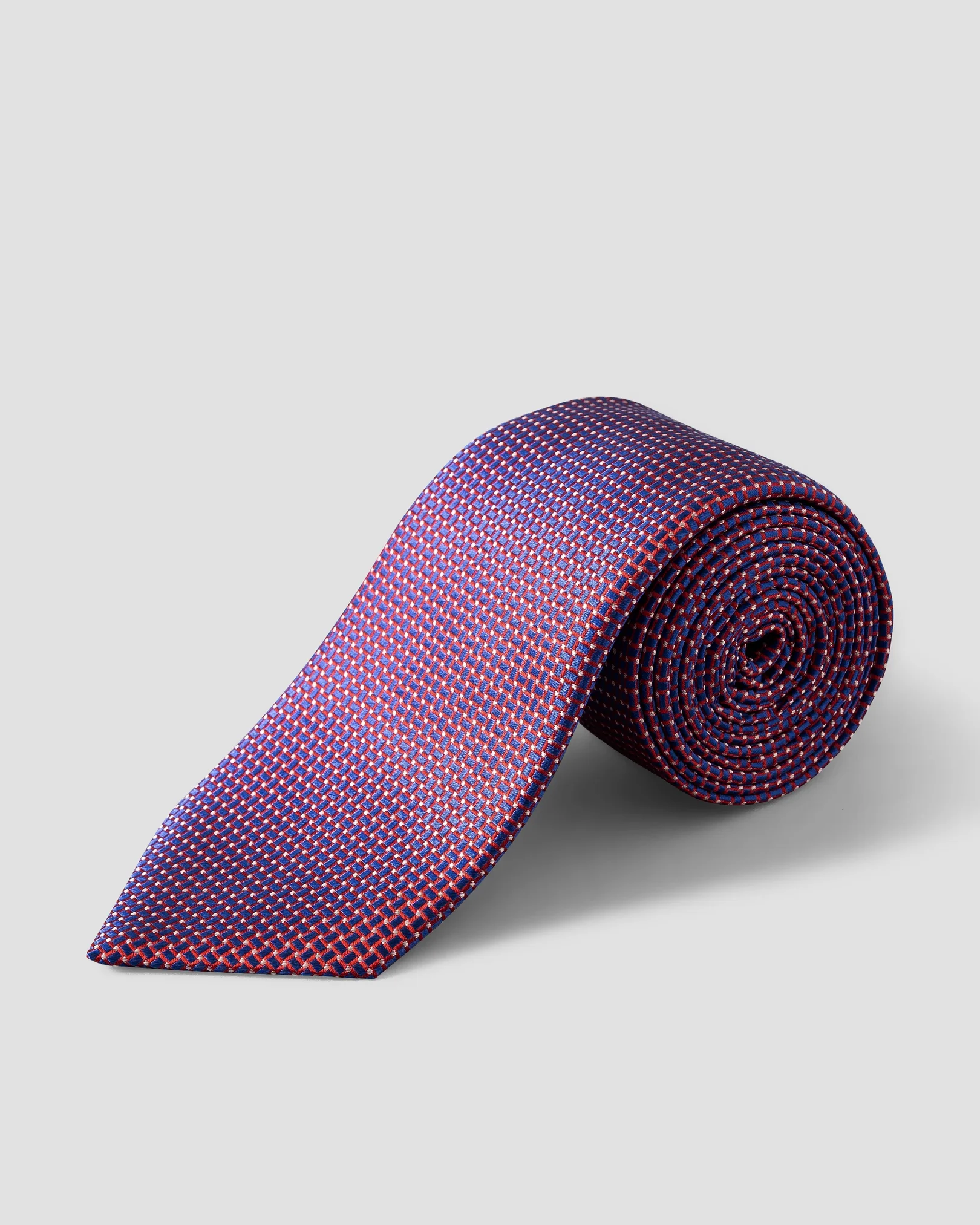 Eton - red micro geometric woven silk tie