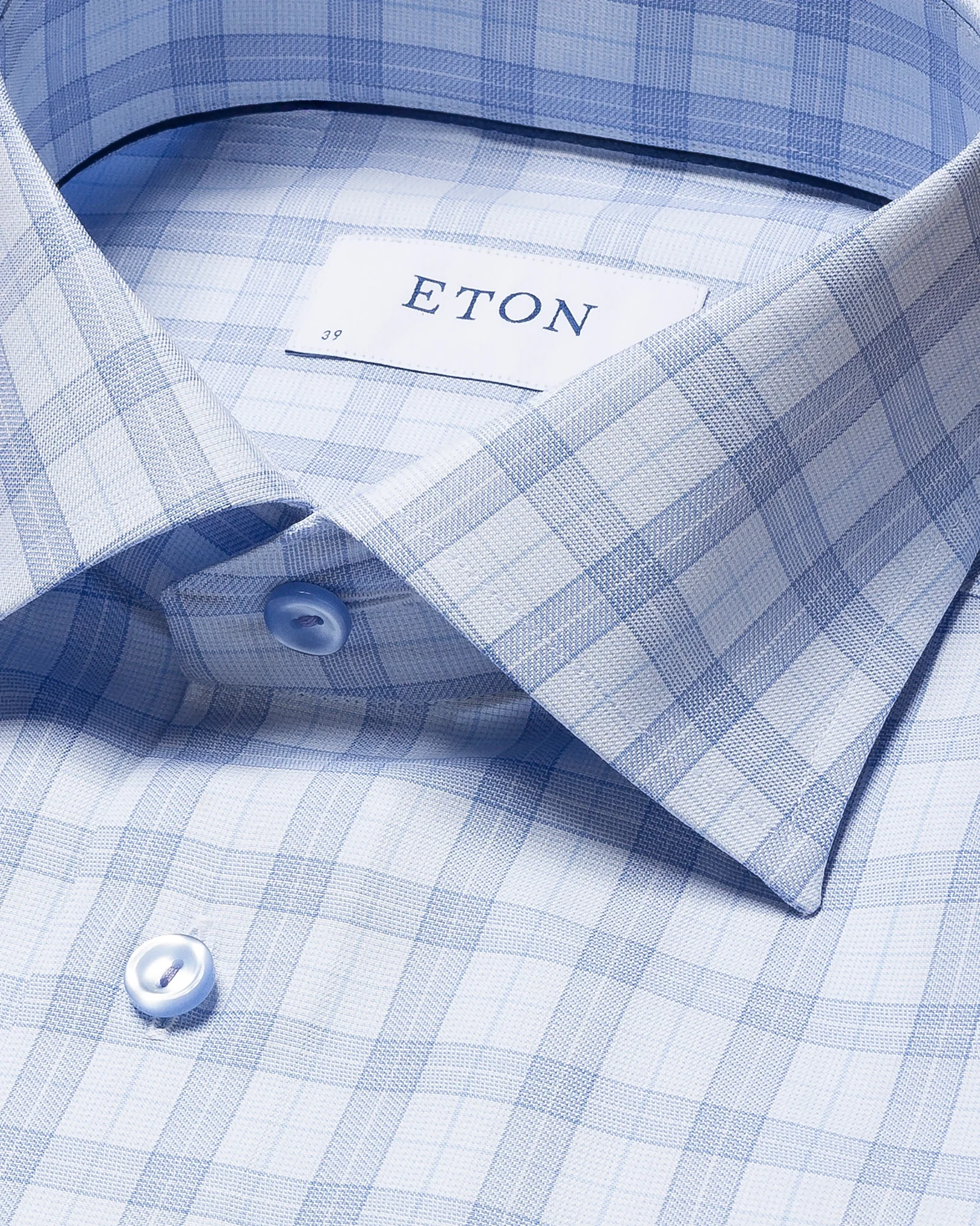 Eton - light blue cotton lyocell stretch cut away single contemporary