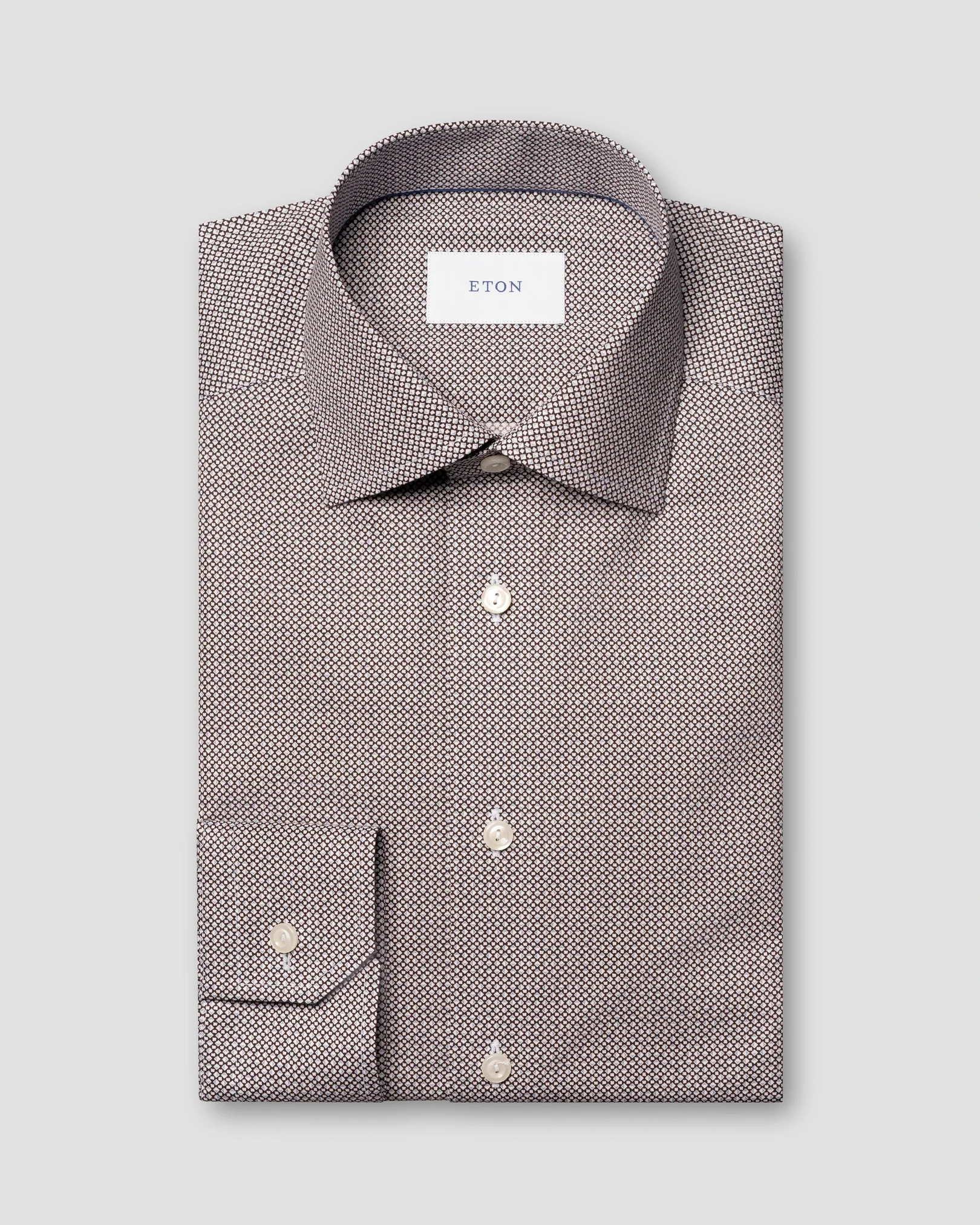 Eton - dark red micro print signature twill shirt