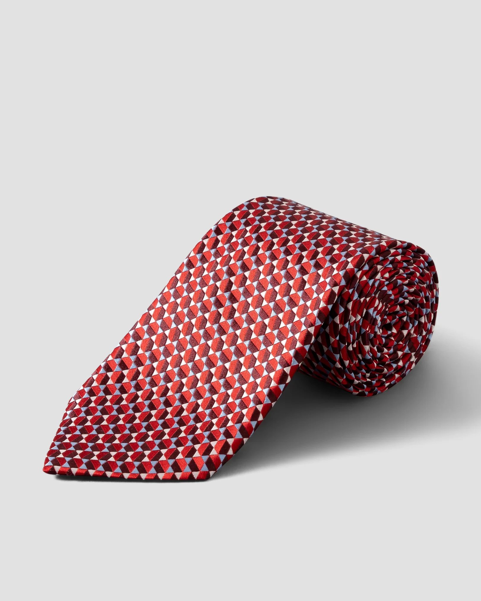 Cravate en soie à imprimé géométrique rouge