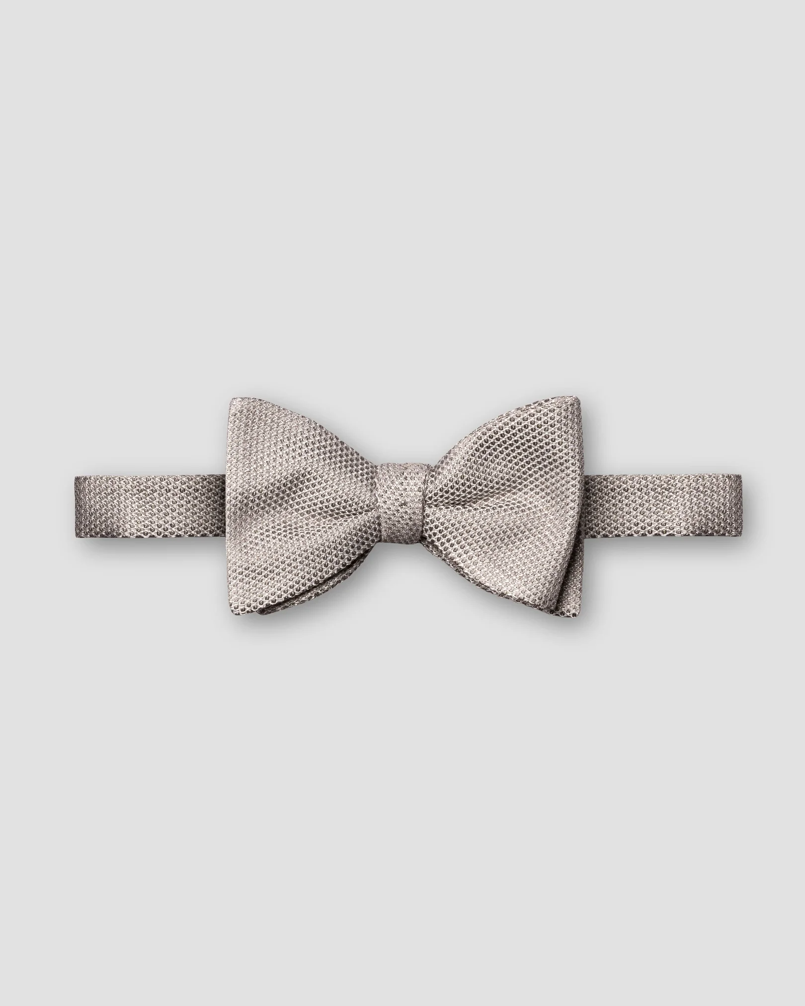 Eton - light grey grenadine silk bow tie self tied