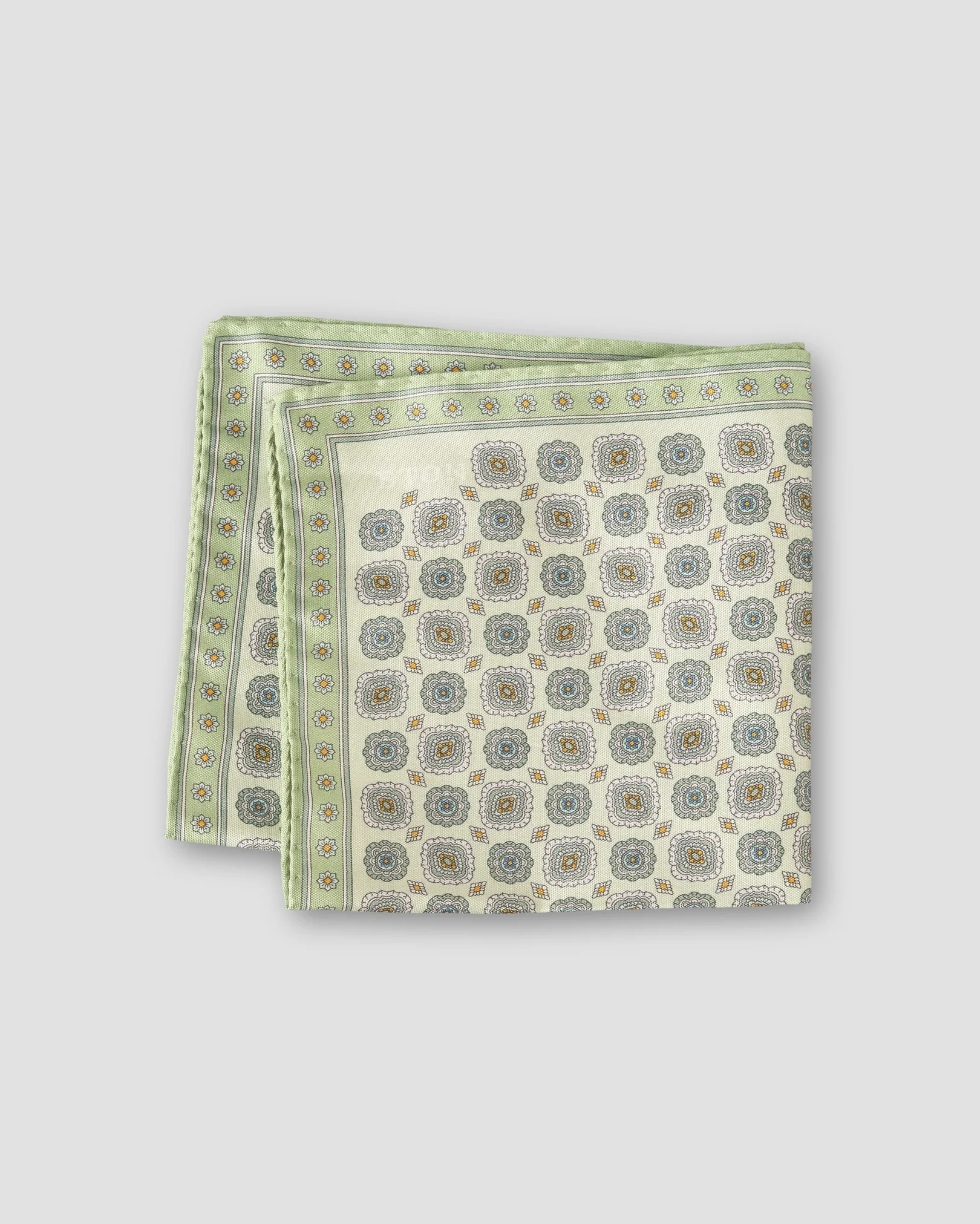 Eton - light green medallion printed pocket square