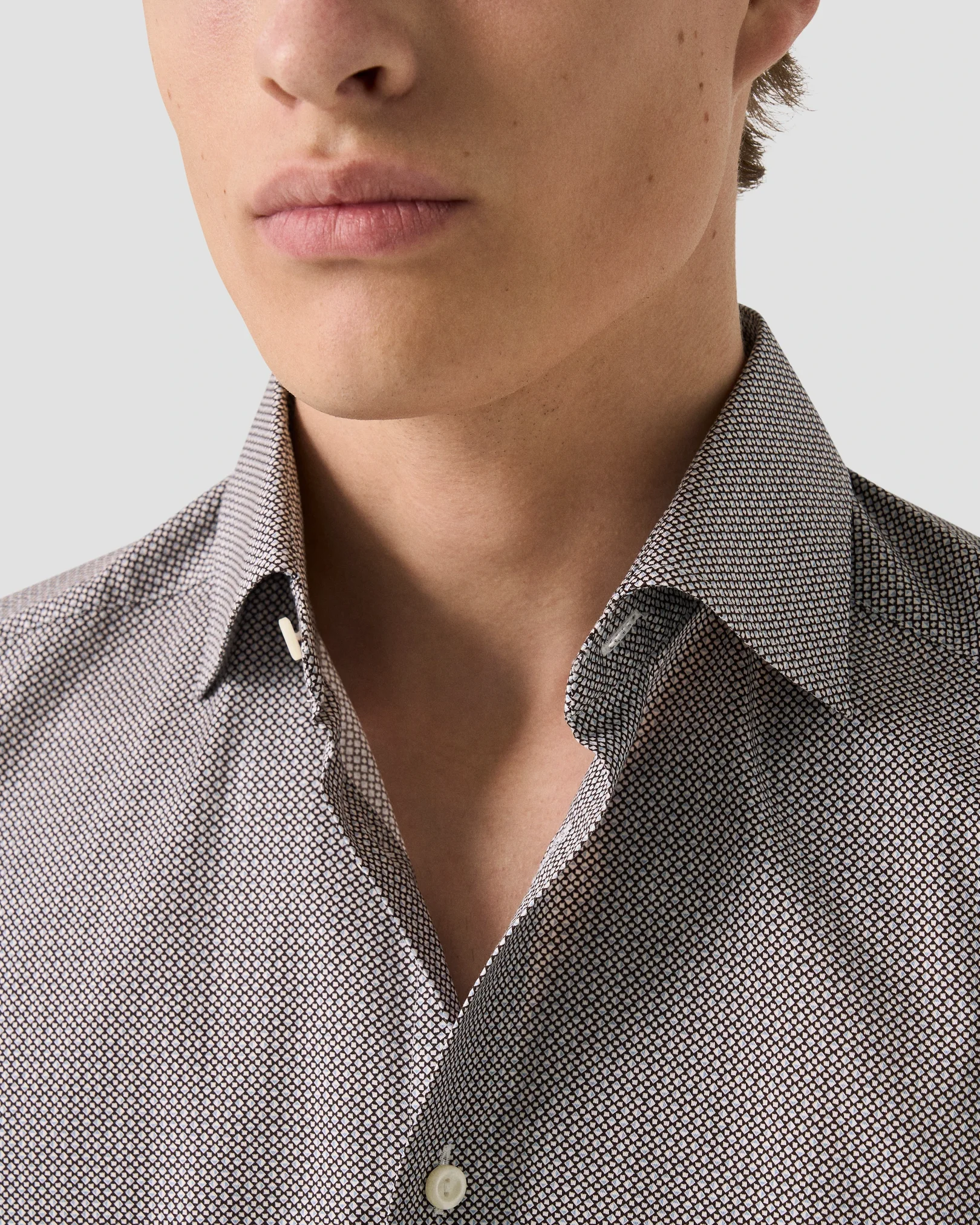 Eton - dark red micro print signature twill shirt