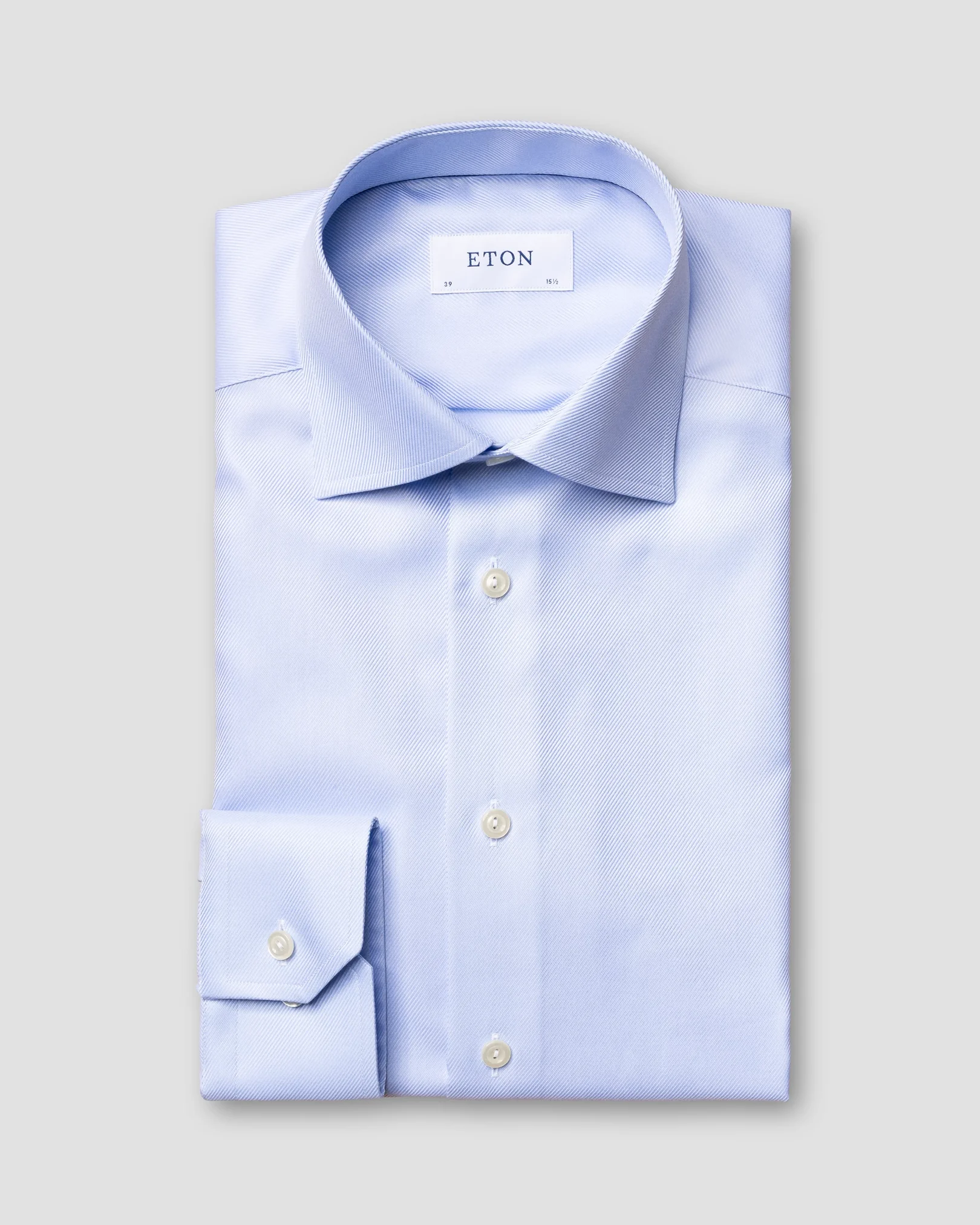 Eton - light blue solid textured twill shirt