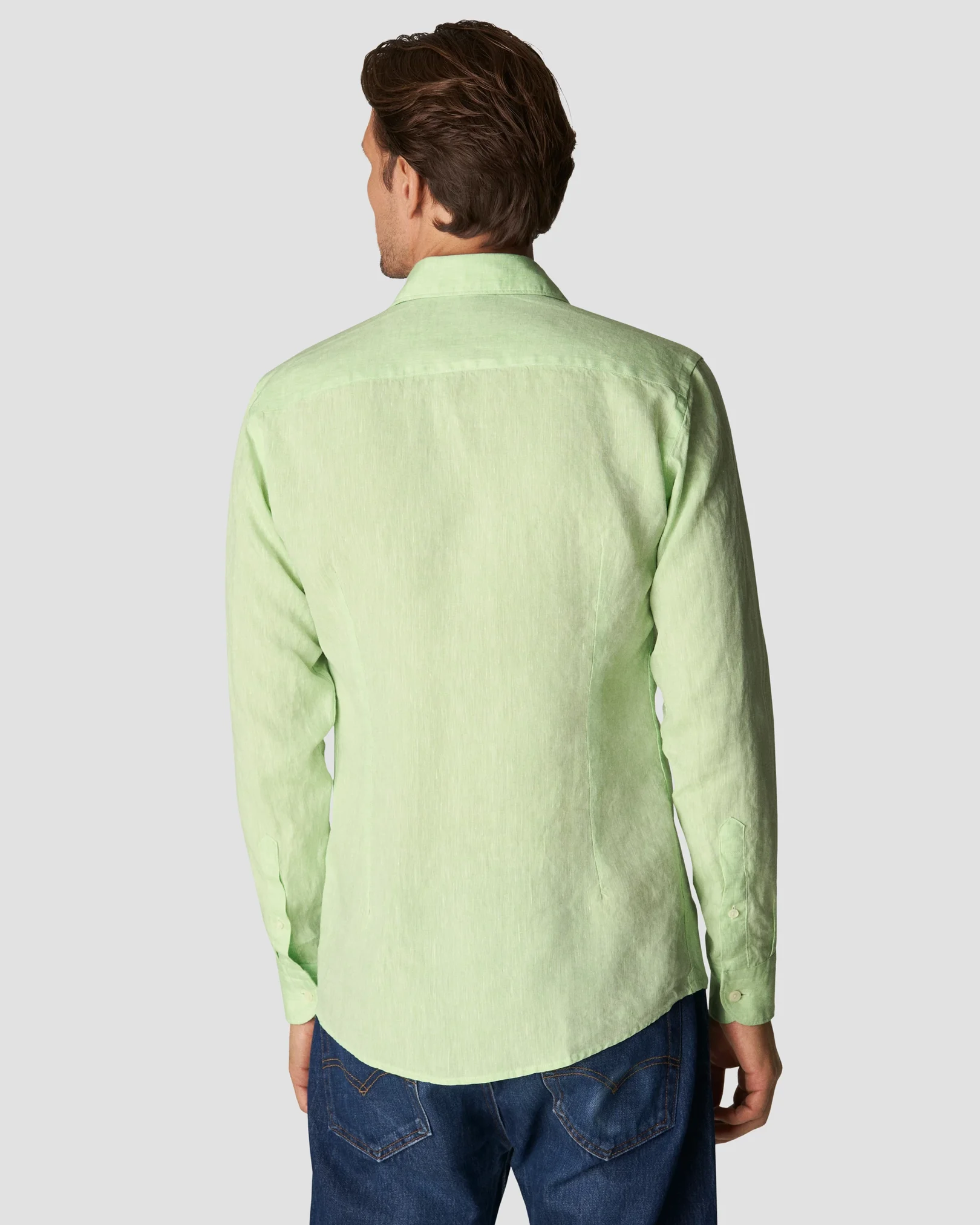 Light Green Linen Shirt - Wide Spread - Eton