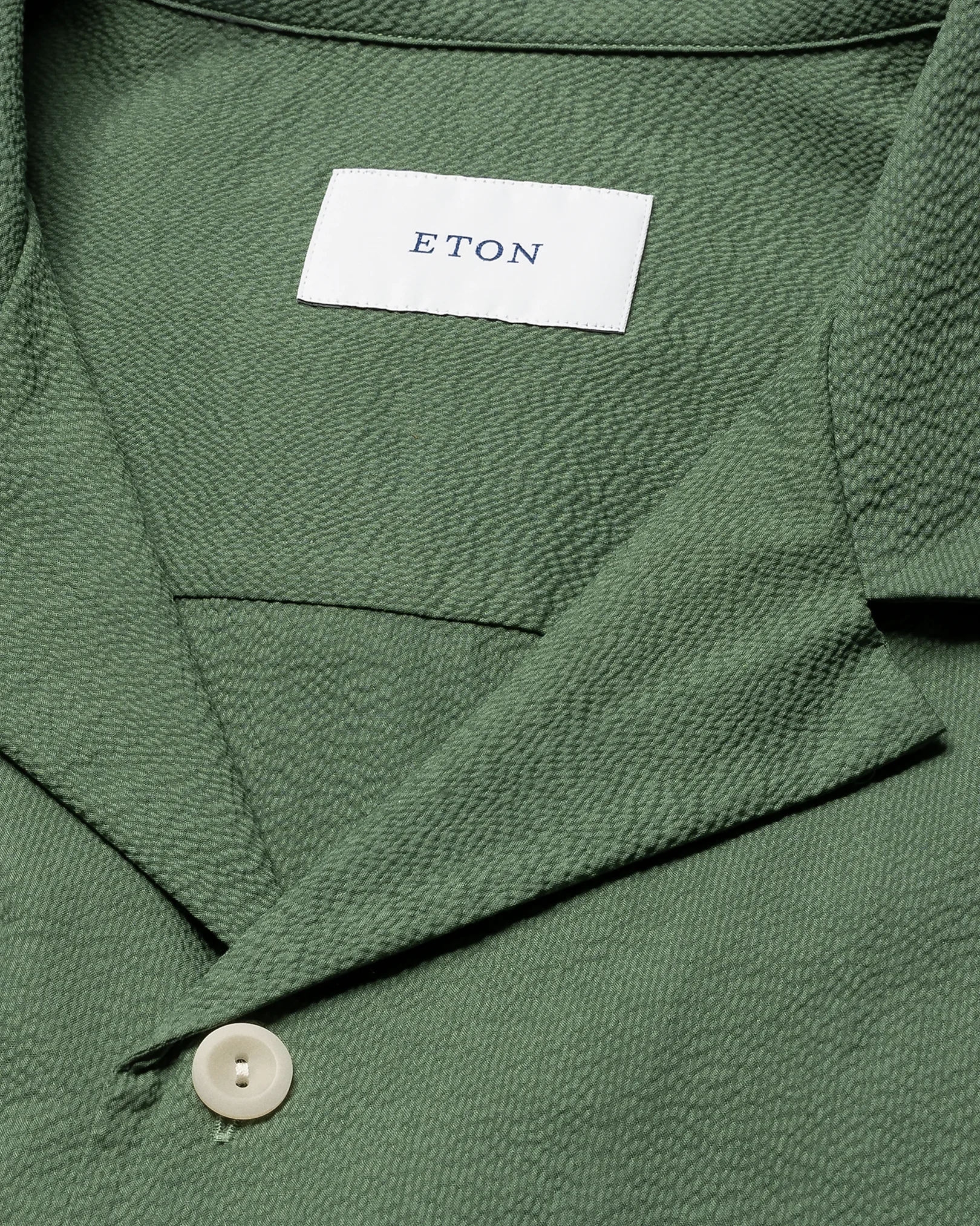 Eton - mid green seersucker resort shirt