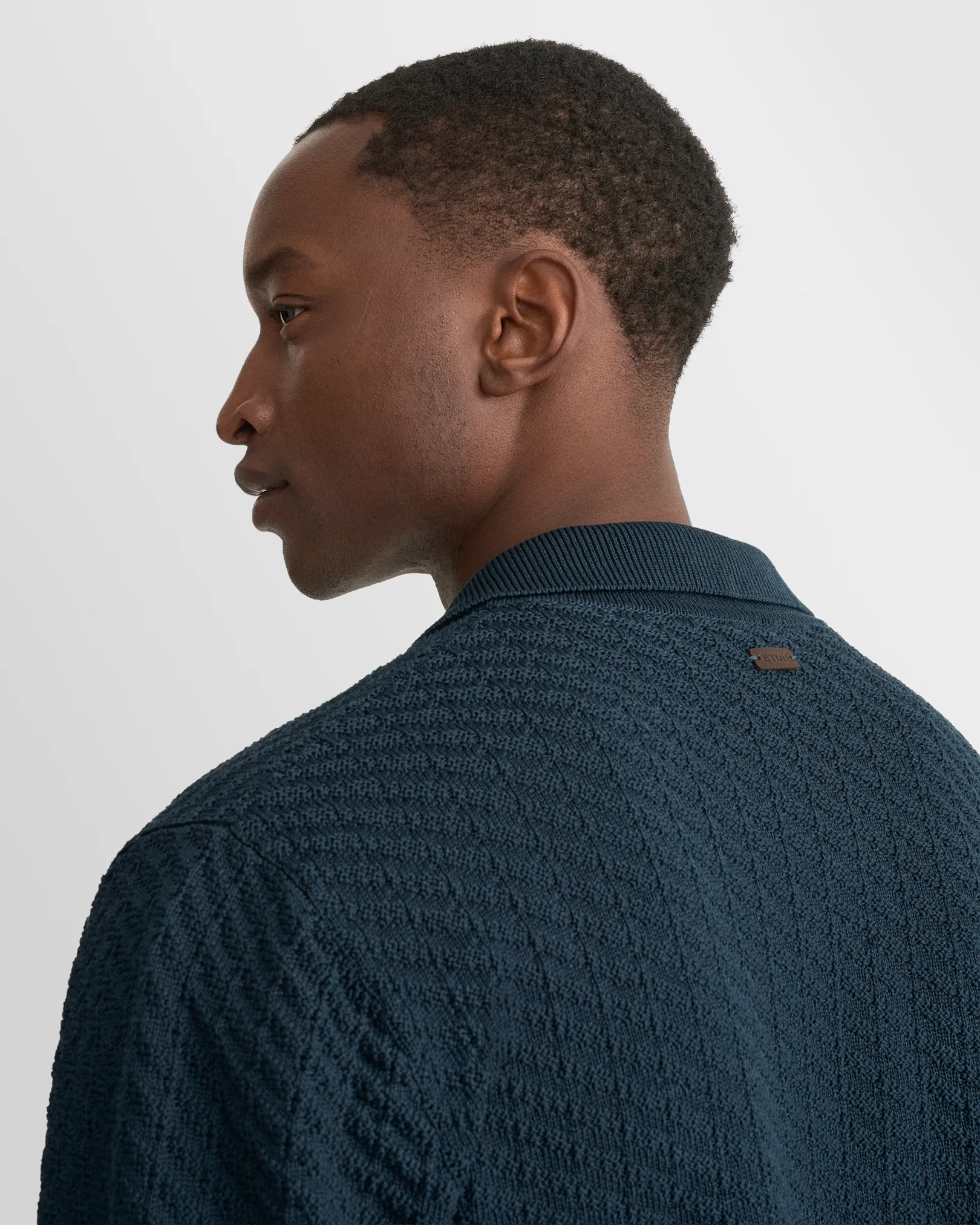 Eton - mid blue cotton structure cardigan