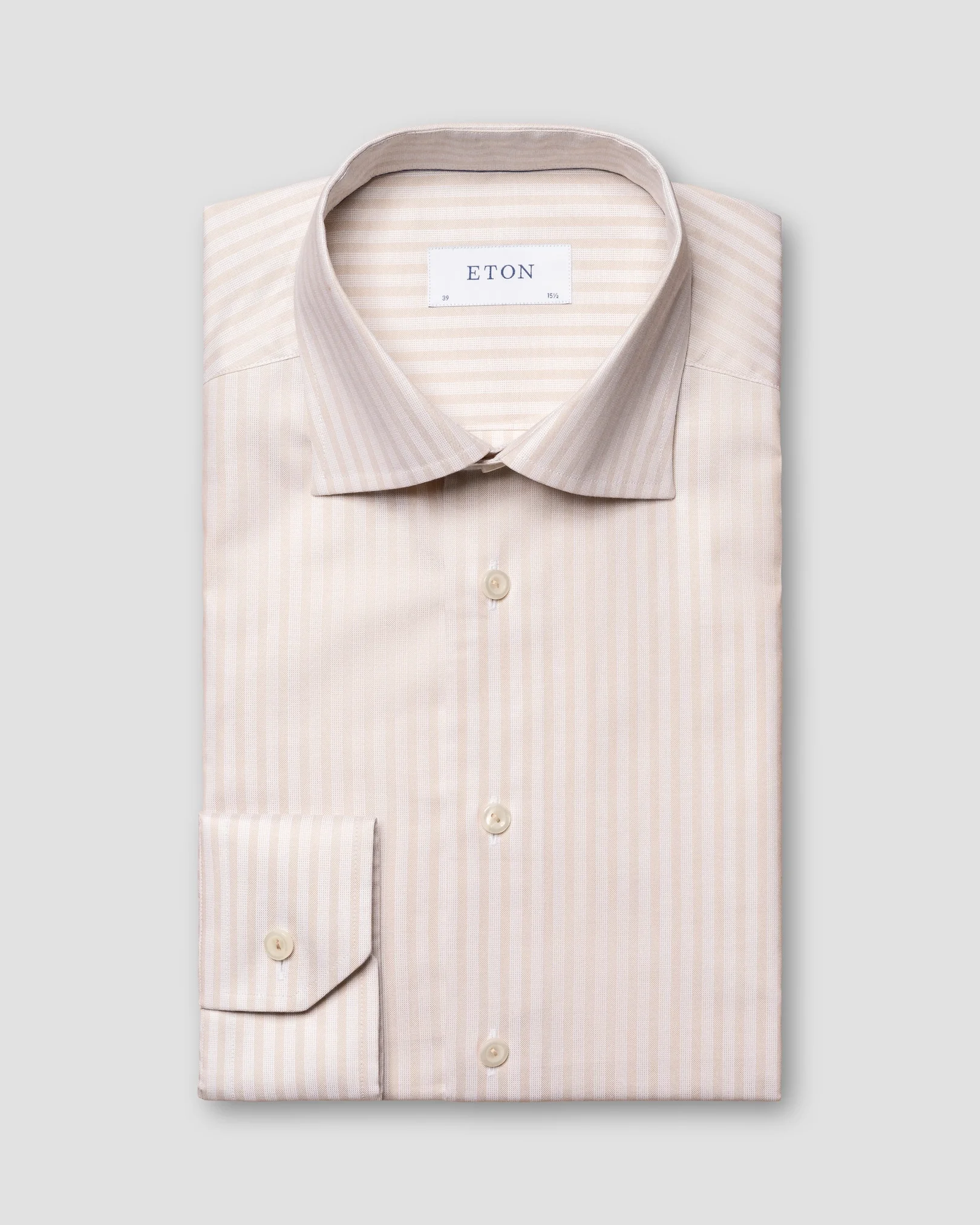 Light Brown Striped Wrinkle Free Oxford Shirt