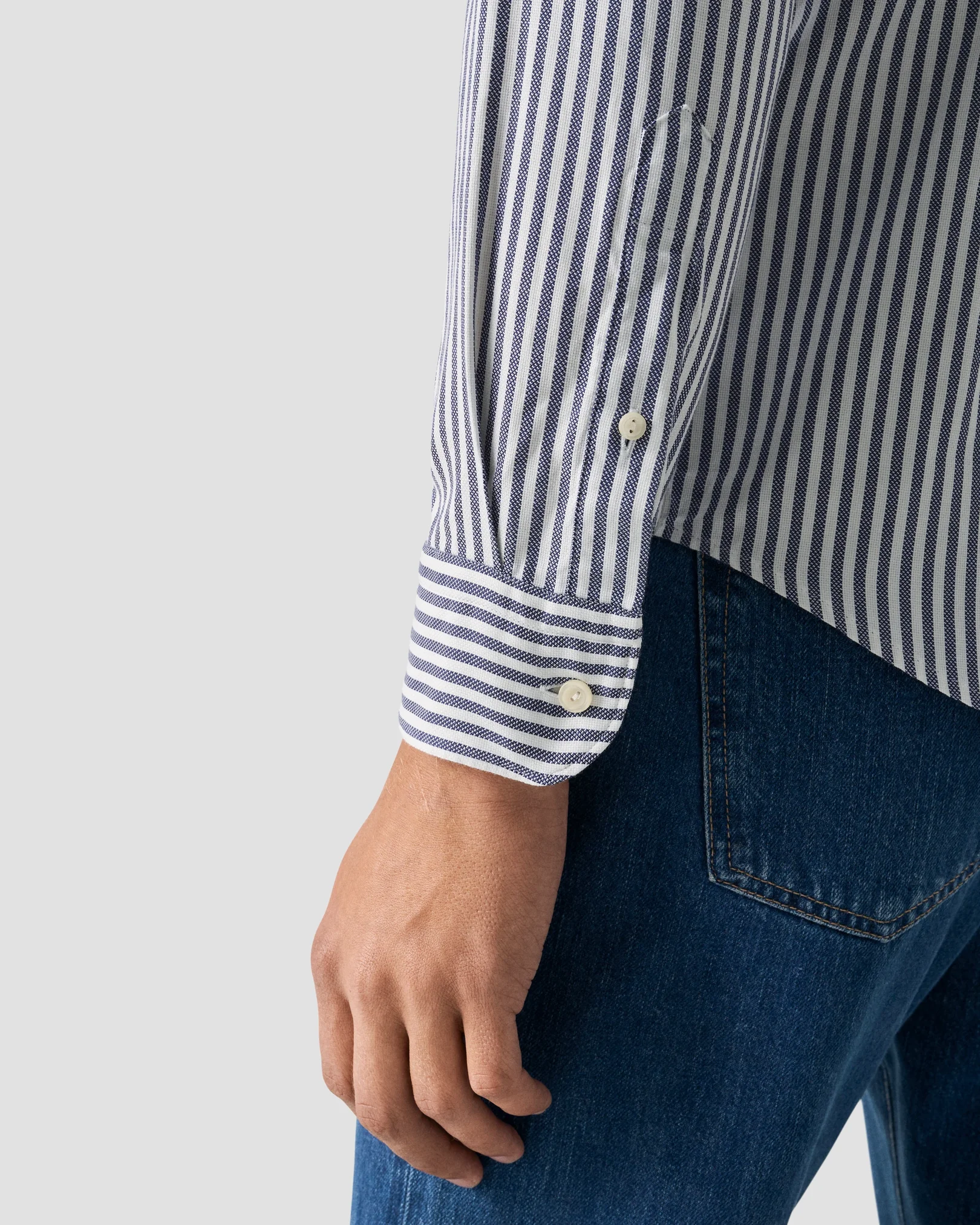 Eton - navy striped royal oxford shirt