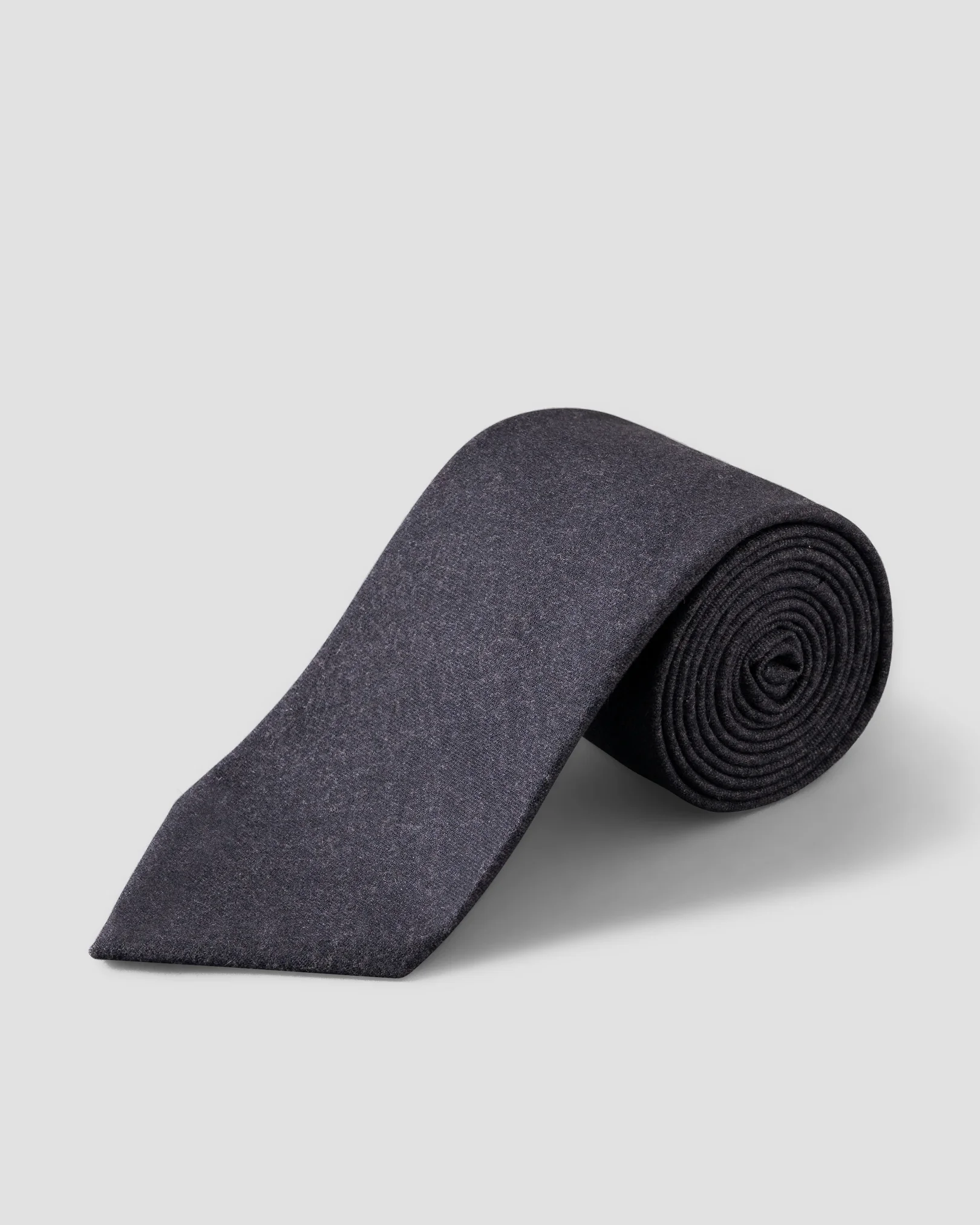 Eton - solid wool flannel tie navy blue solid wool flannel tie