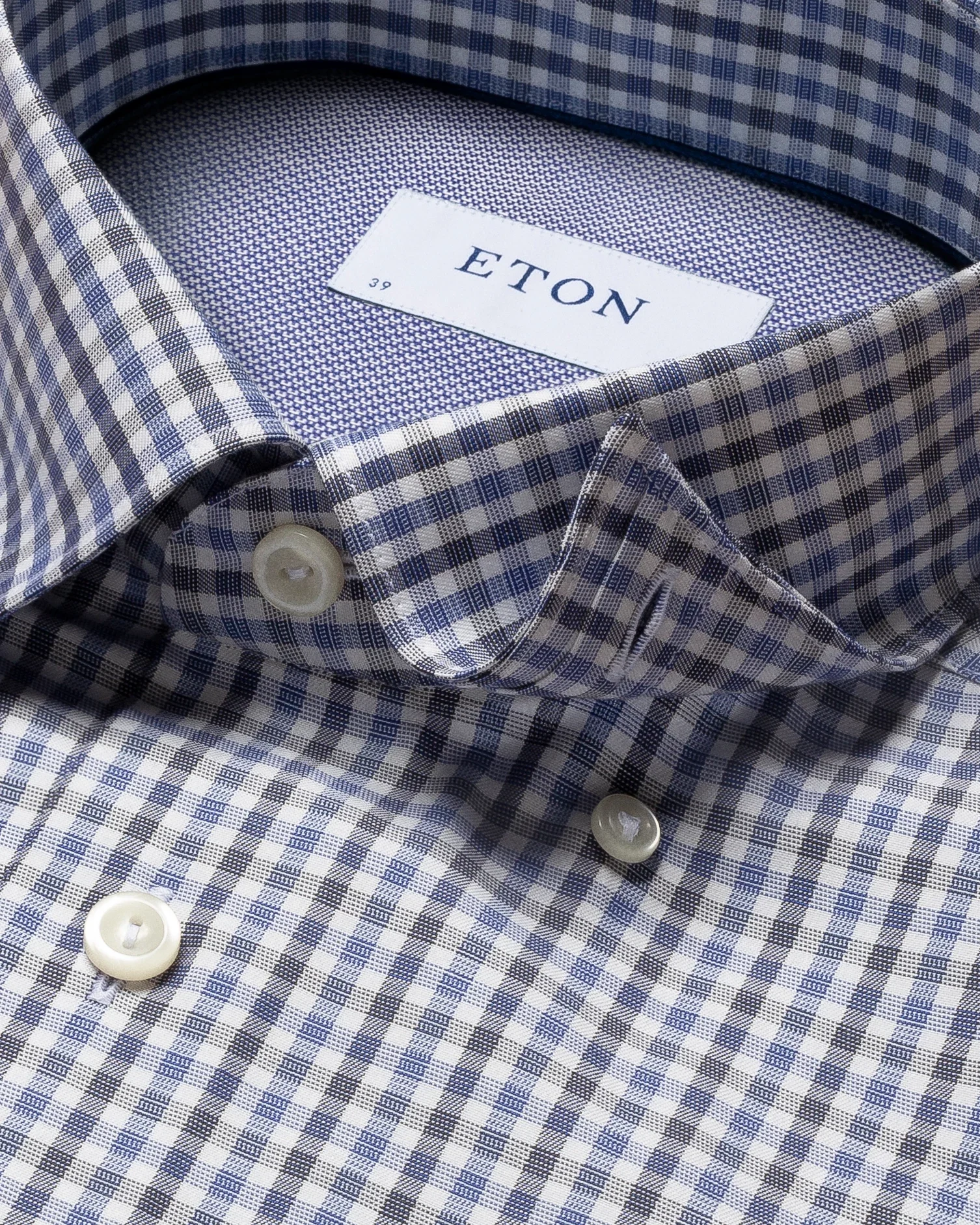 Eton - three color check cotton lyocell stretch