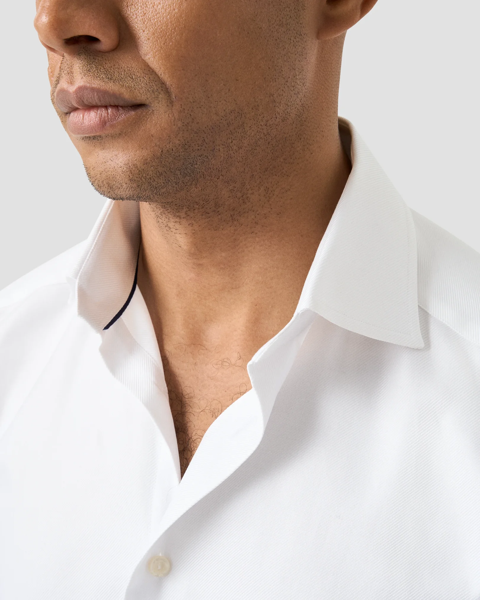 Eton - white textured twill shirt we1