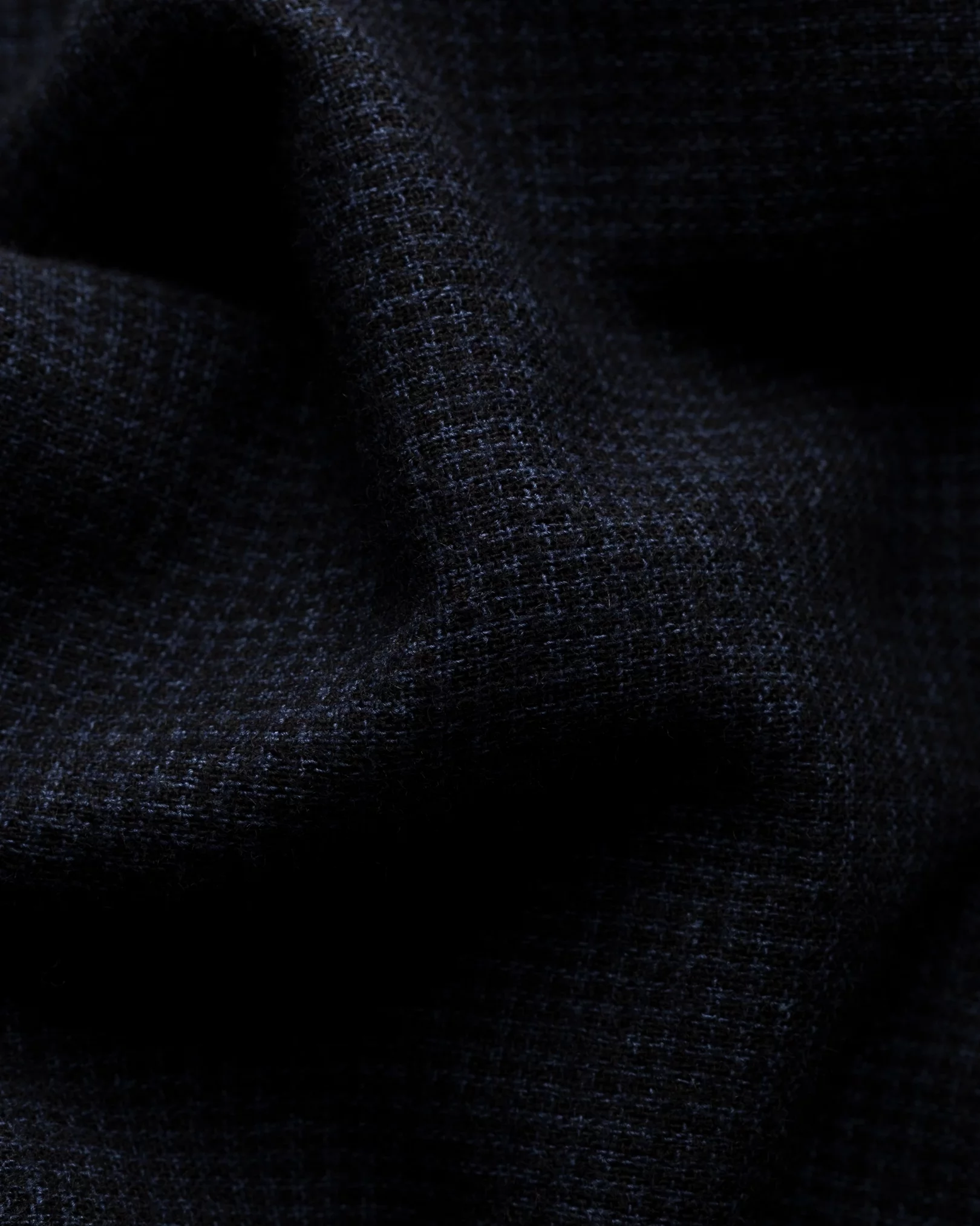 Eton - navy blue cotton wool cashmere collar with no collarstand single cuff pointed strap regular