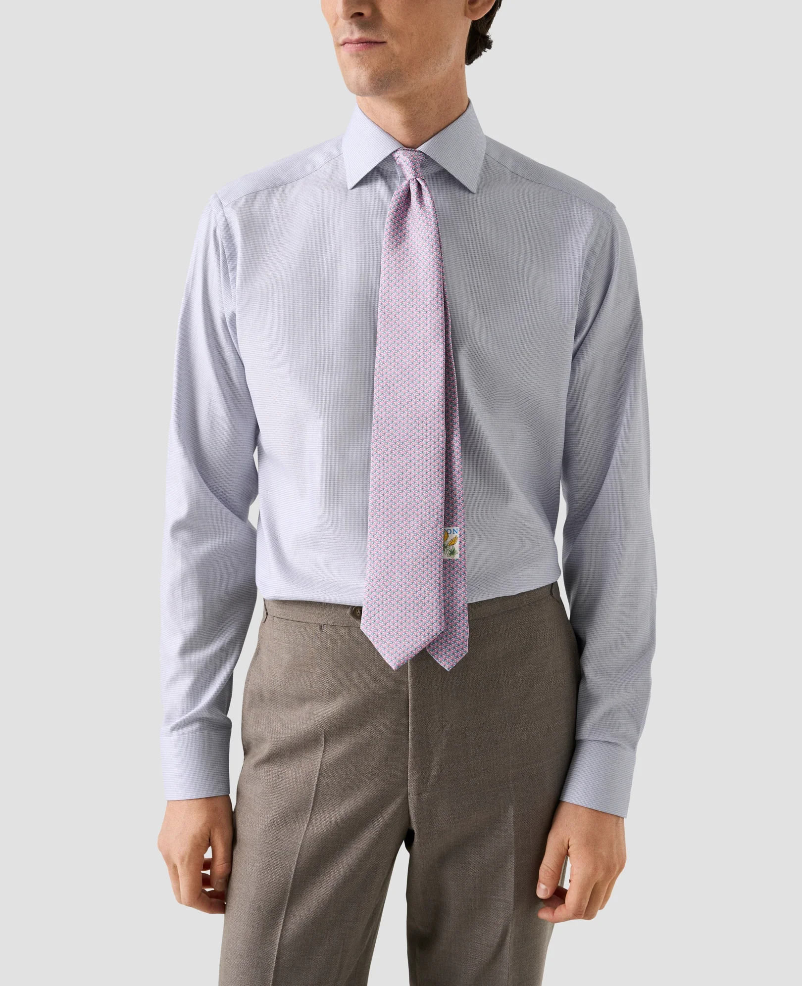 Eton - pink semi solid dobby shirt