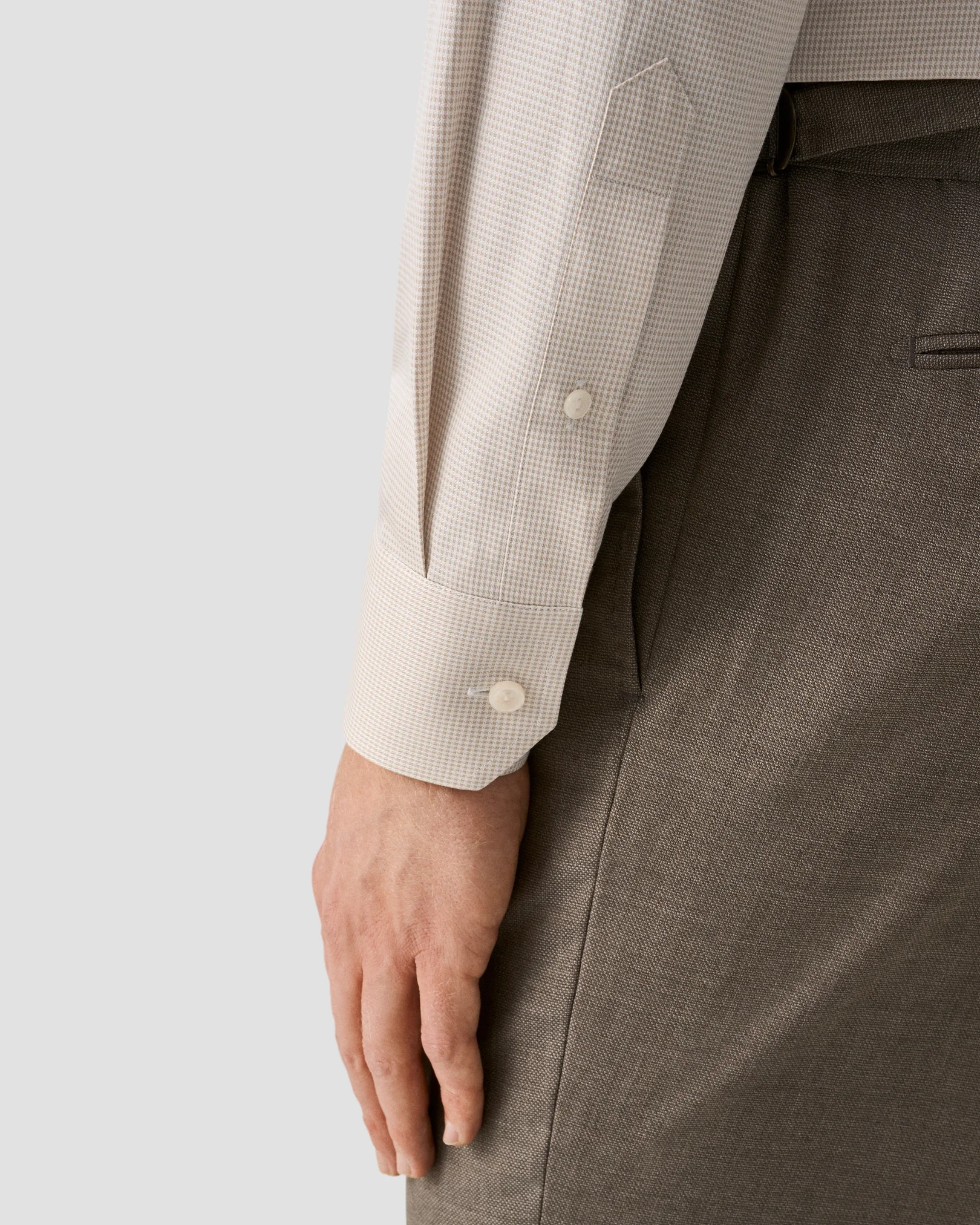 Eton - beige houndstooth signature twill shirt