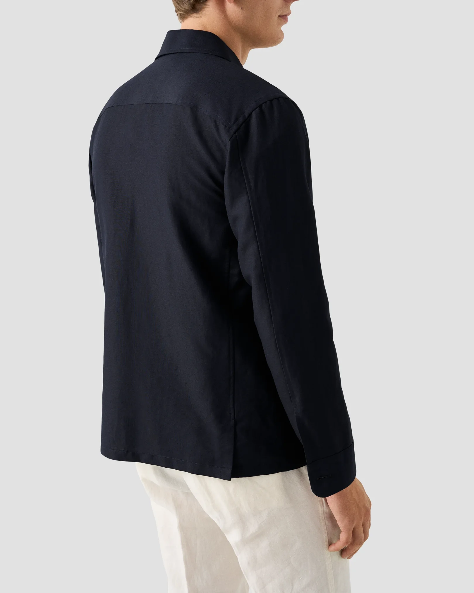 Eton - dark blue wool linen chore overshirt