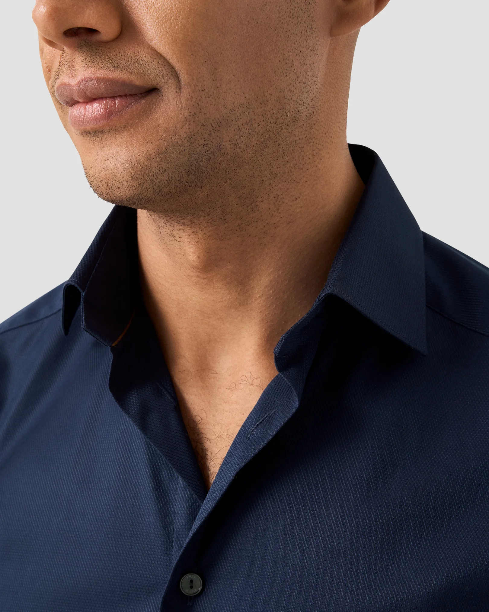 Eton - navy blue semi solid supima 120 pique shirt