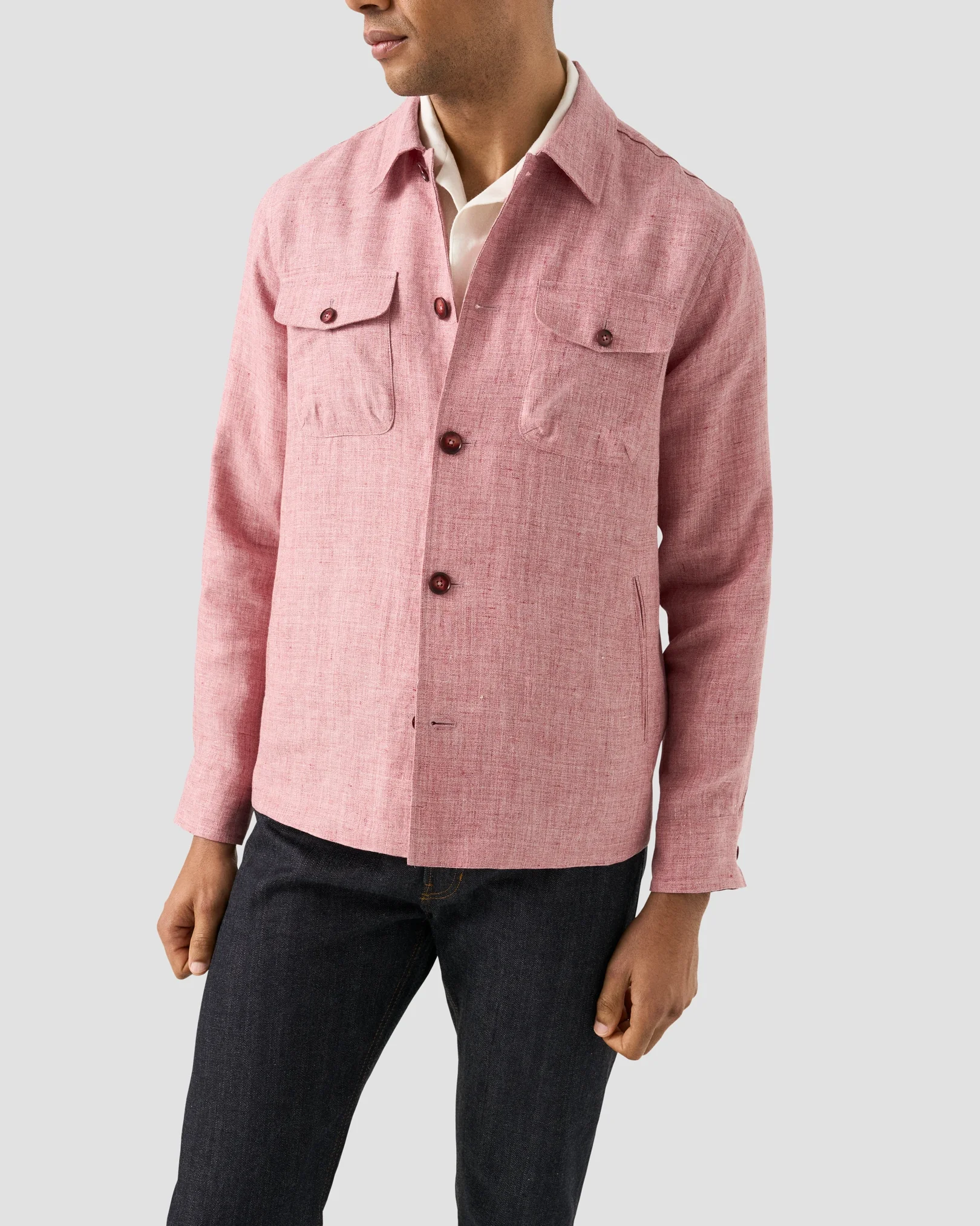 Eton - pink four pocket linen overshirt