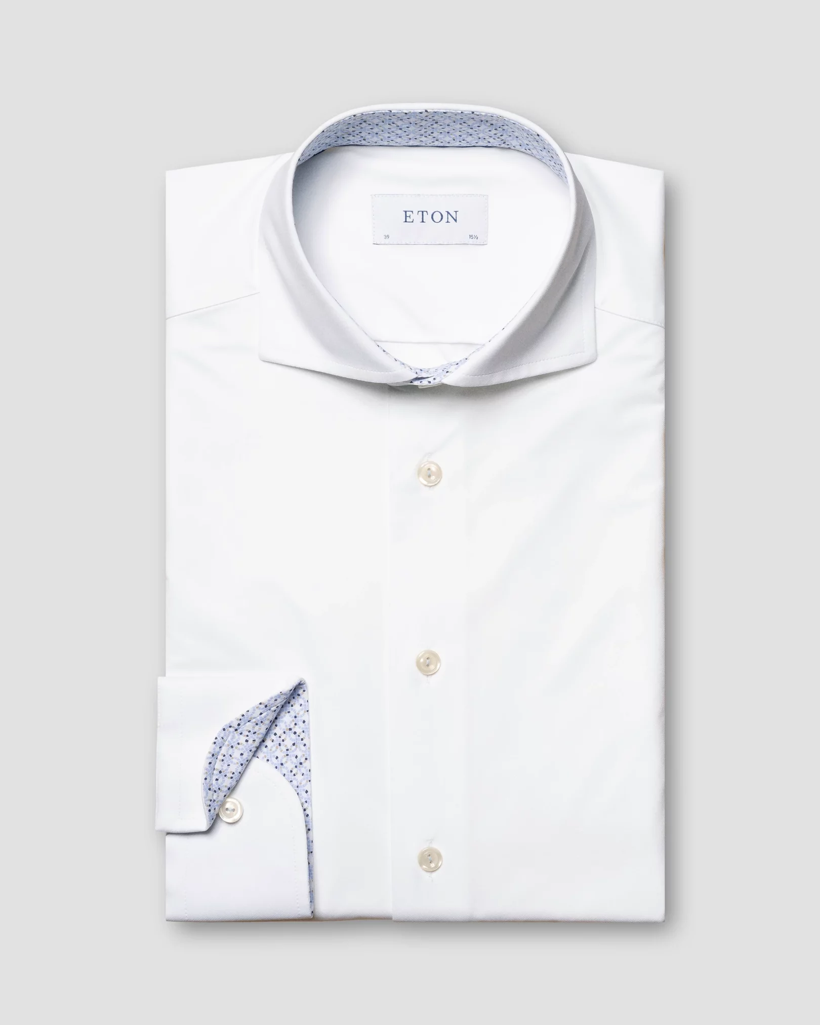White Four-Way Stretch Shirt - Geometric Contrast Details