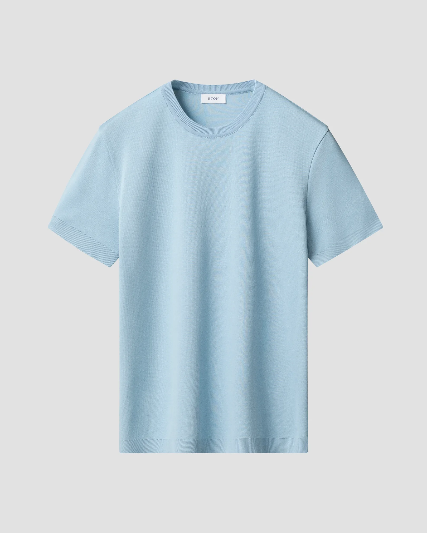 Eton - light blue self rib cotton t shirt